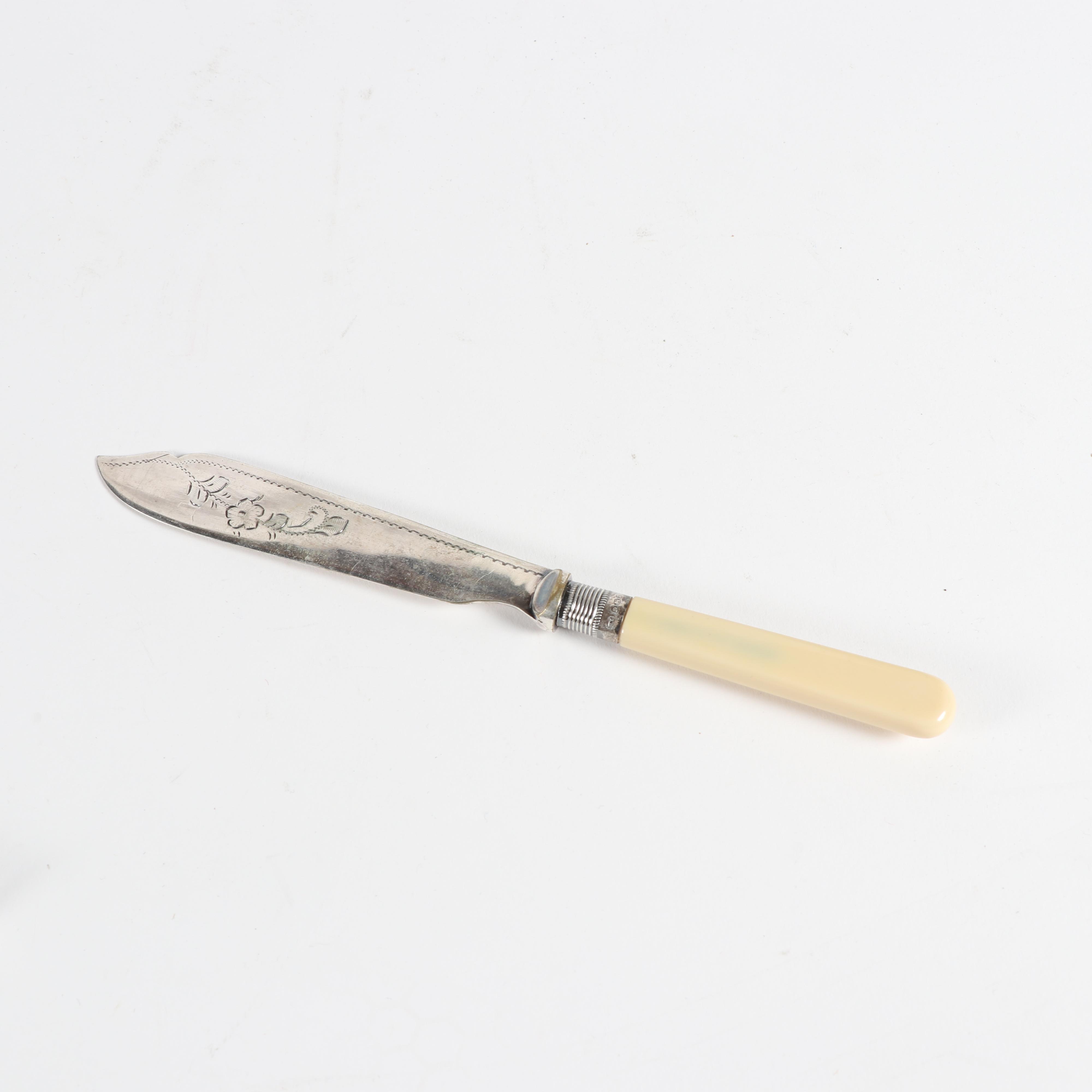 William Yates Sterling Bolstered Silver Plate and Celluloid Flatware, 1918