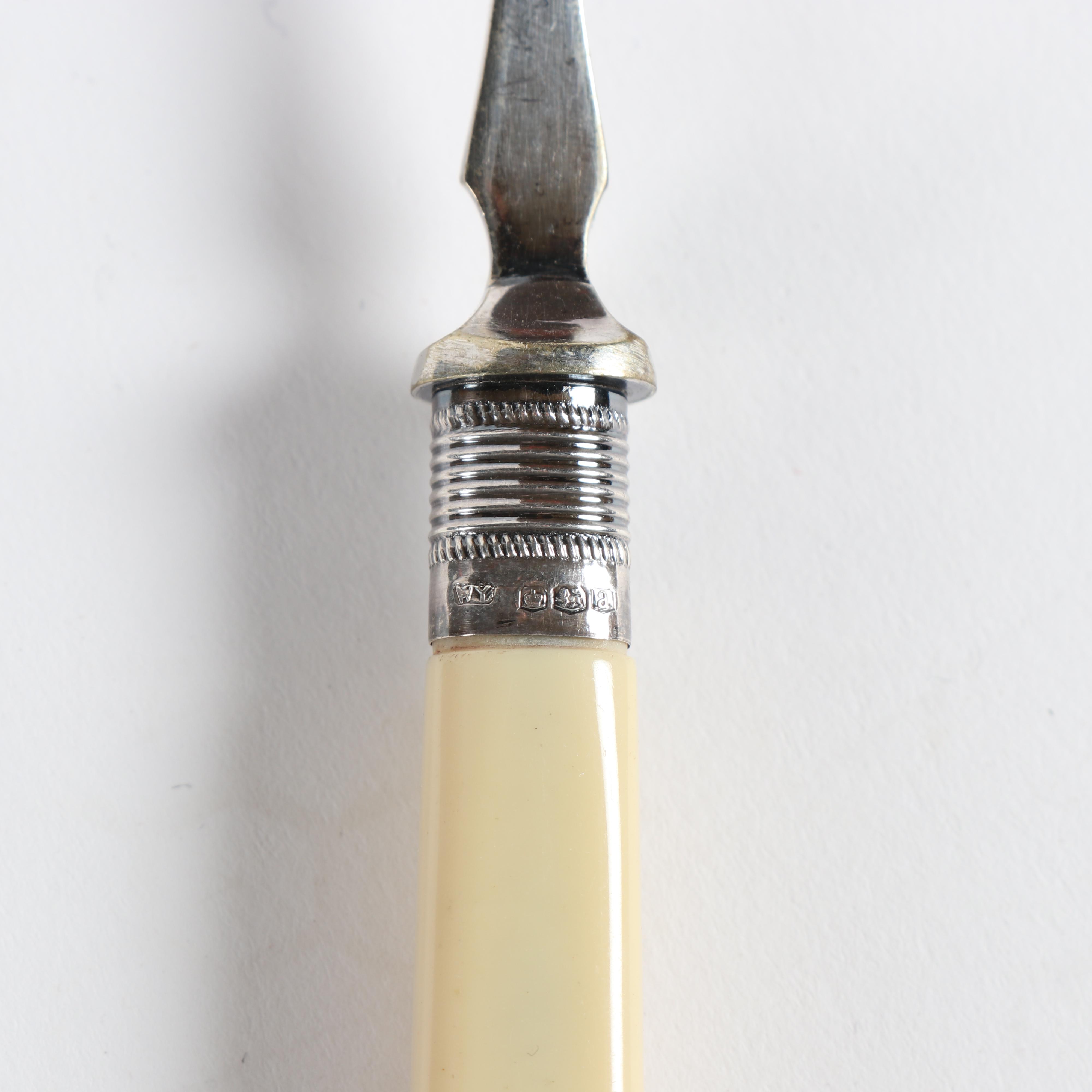 William Yates Sterling Bolstered Silver Plate and Celluloid Flatware, 1918