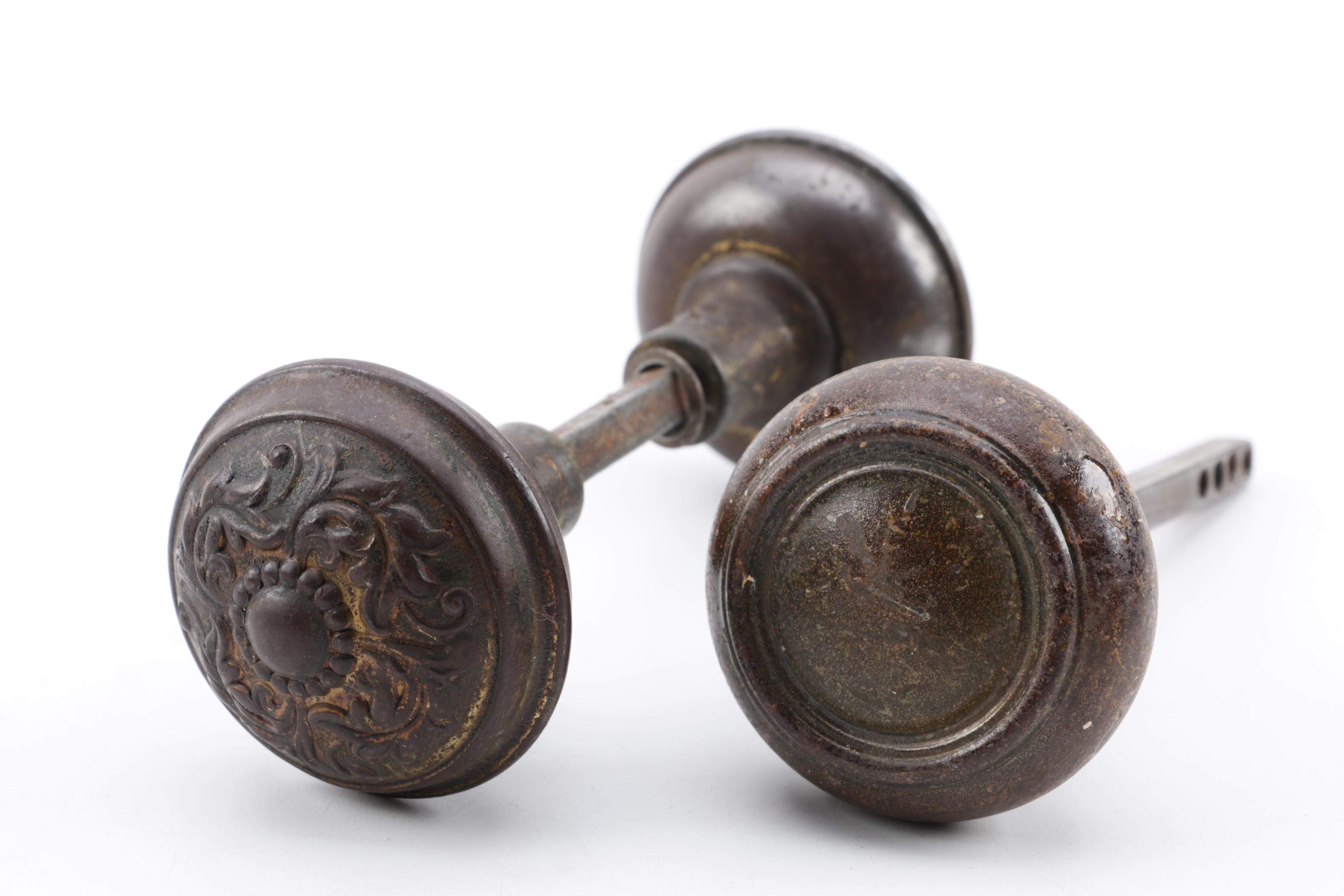 Antique Brass and Glass Door Knobs and Door Knob Plates