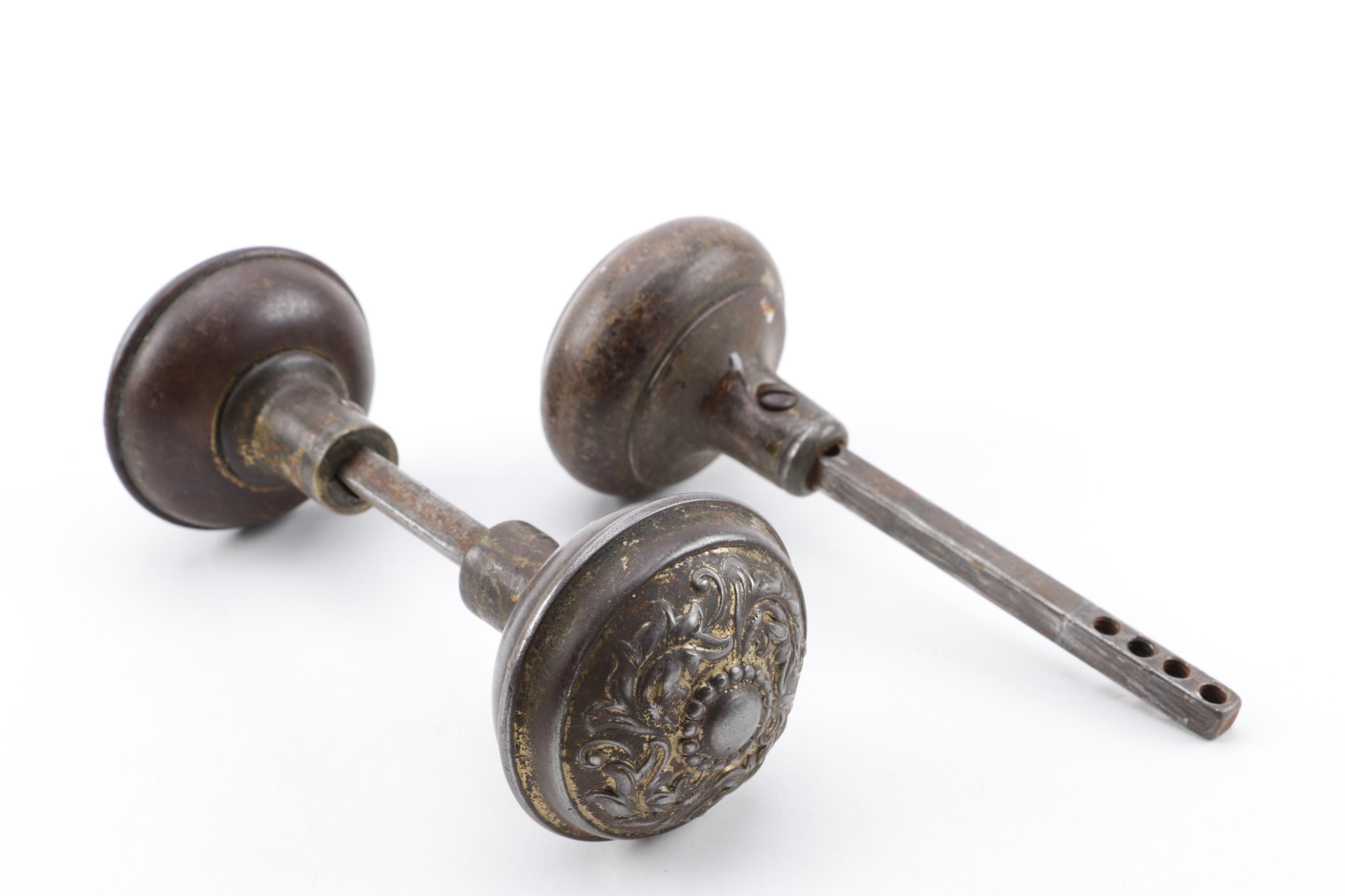 Antique Brass and Glass Door Knobs and Door Knob Plates