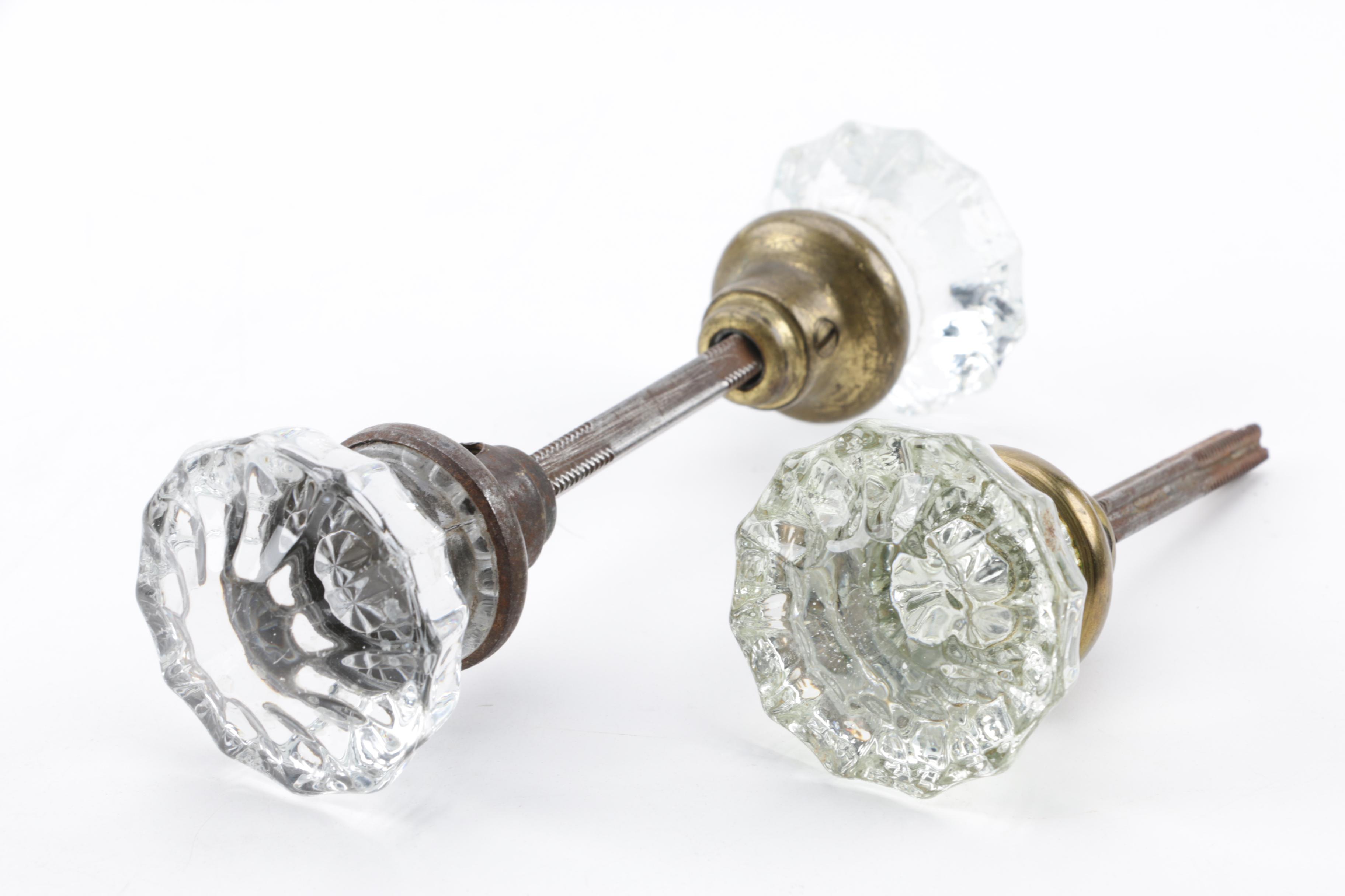 Antique Brass and Glass Door Knobs and Door Knob Plates