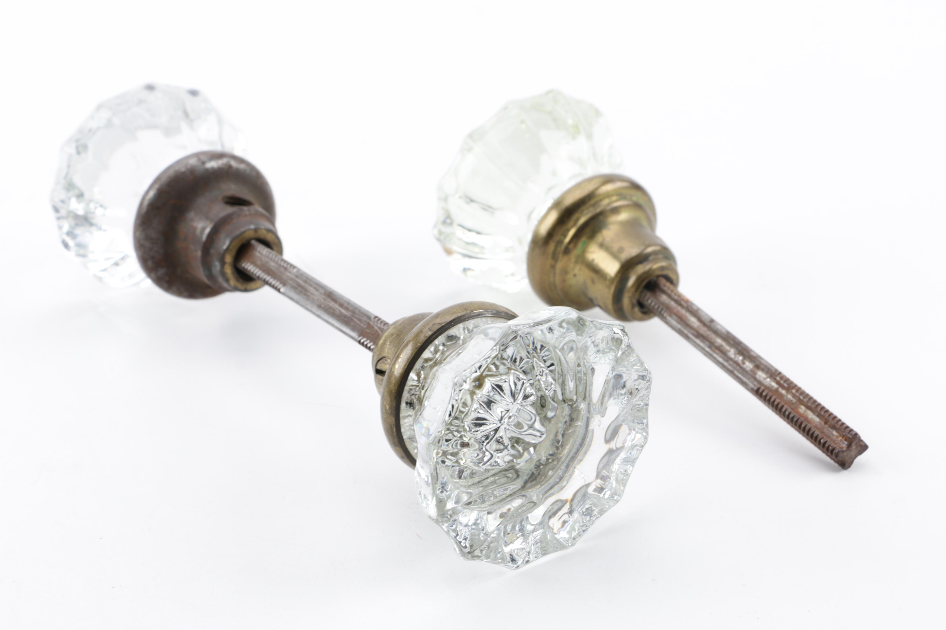 Antique Brass and Glass Door Knobs and Door Knob Plates