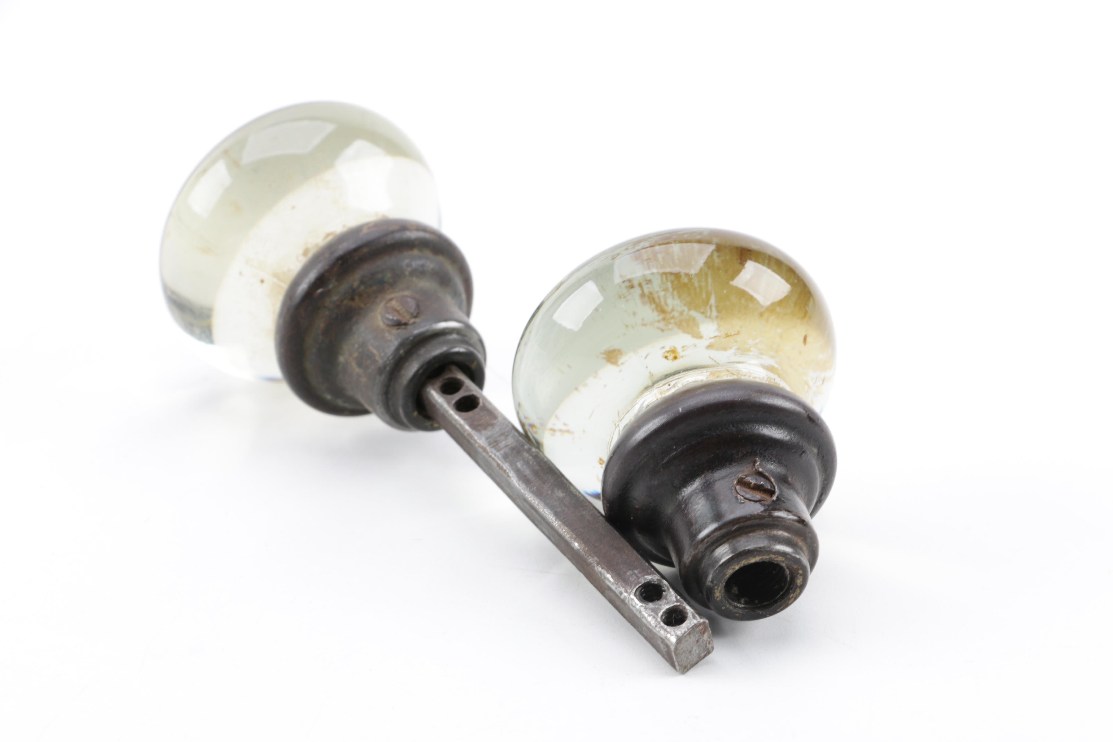 Antique Brass and Glass Door Knobs and Door Knob Plates