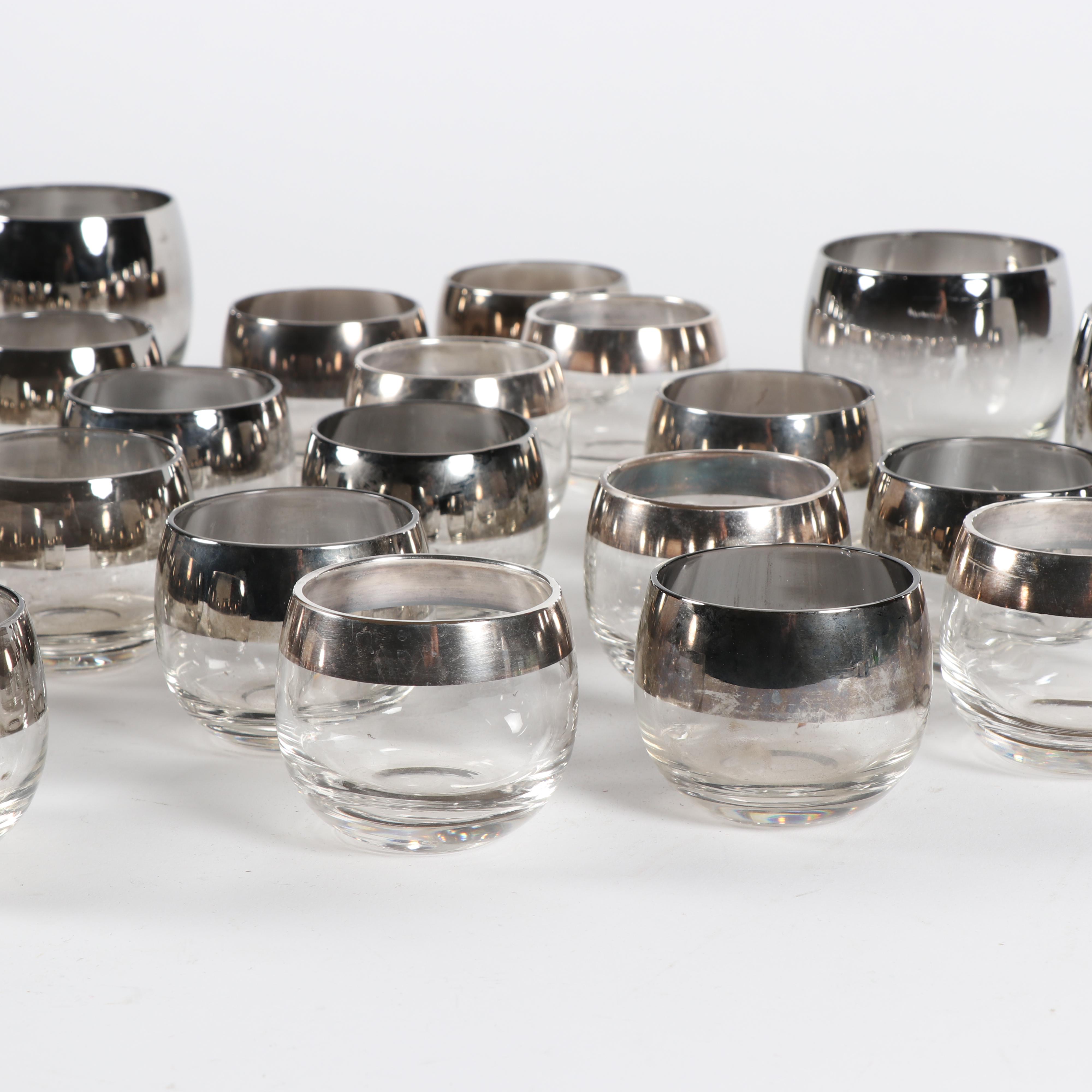 Mid Century Modern Dorothy Thorpe "Silver Band" Roly Poly Glasses