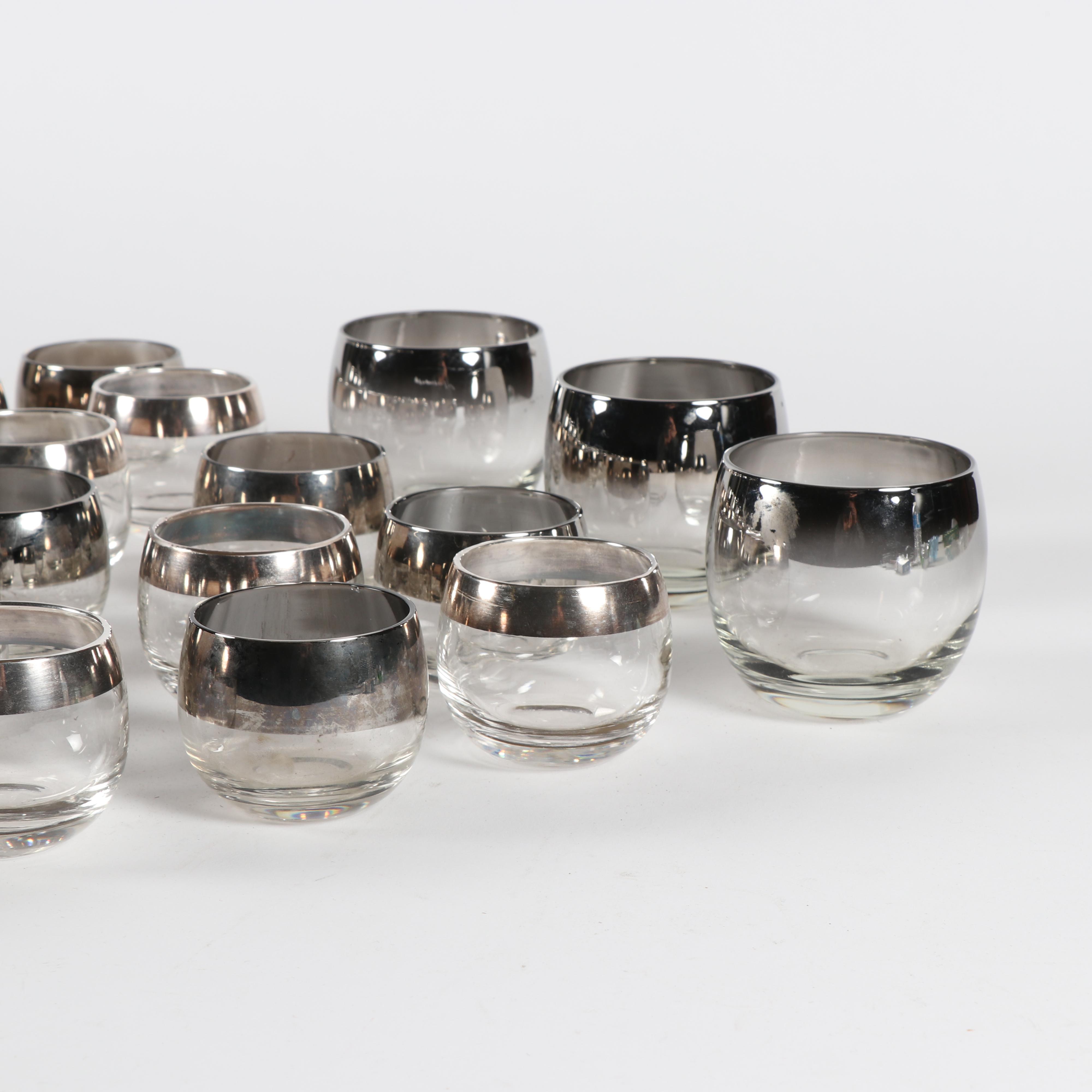 Mid Century Modern Dorothy Thorpe "Silver Band" Roly Poly Glasses