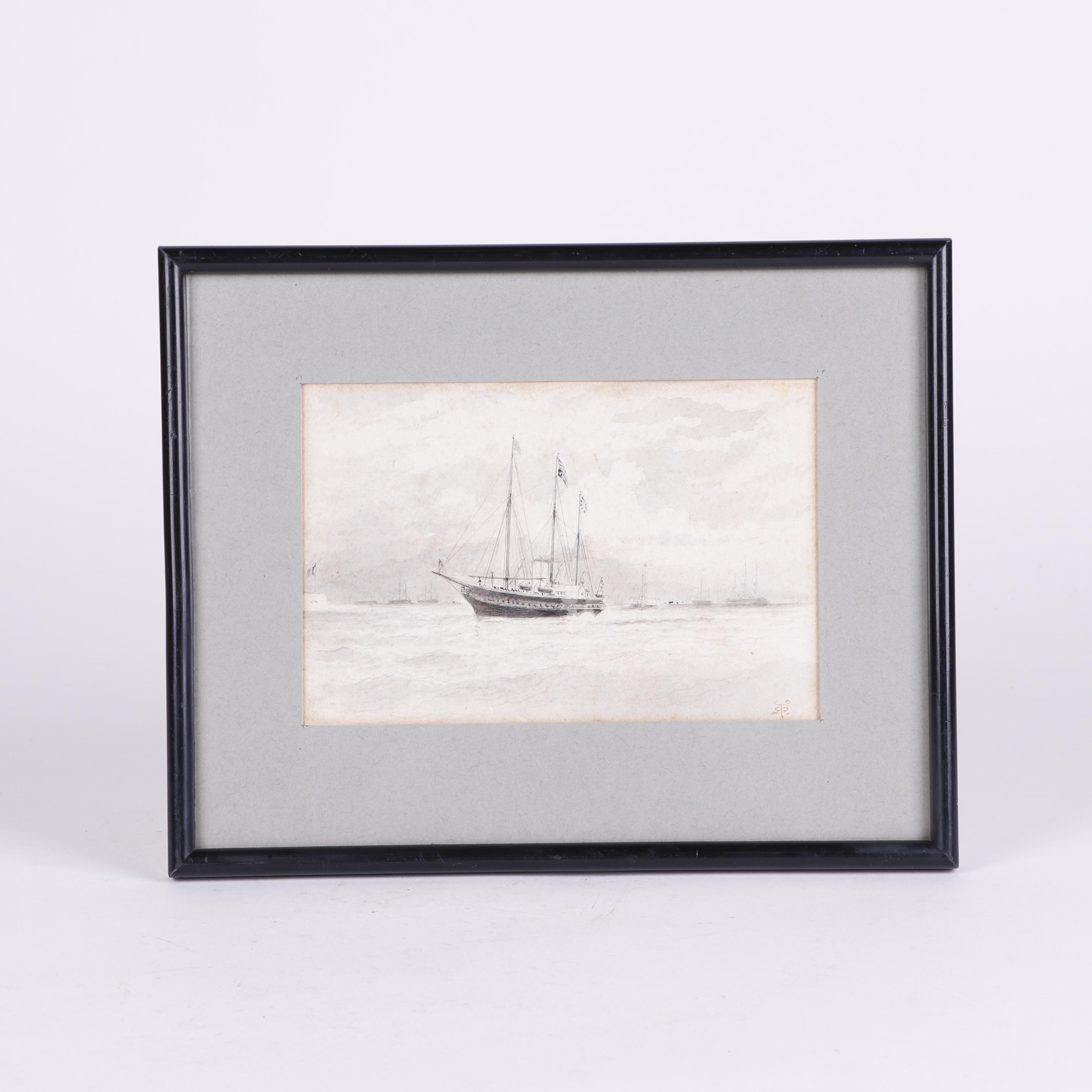 Robert Taylor Pritchett Nautical Pen and Ink Drawing