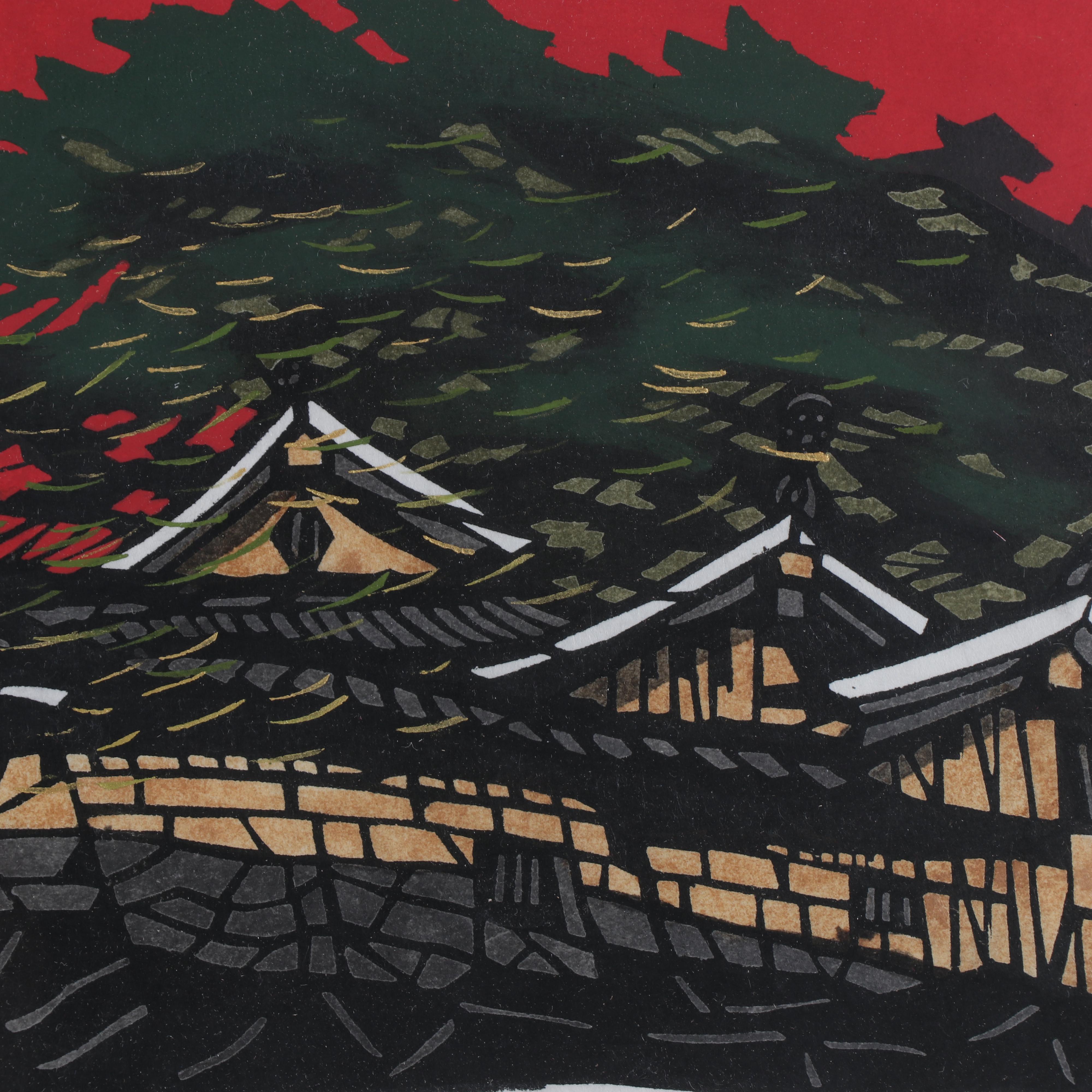 Kan Kawada Sōsaku-Hanga Woodblock Print "Byakugōji Village (B)"