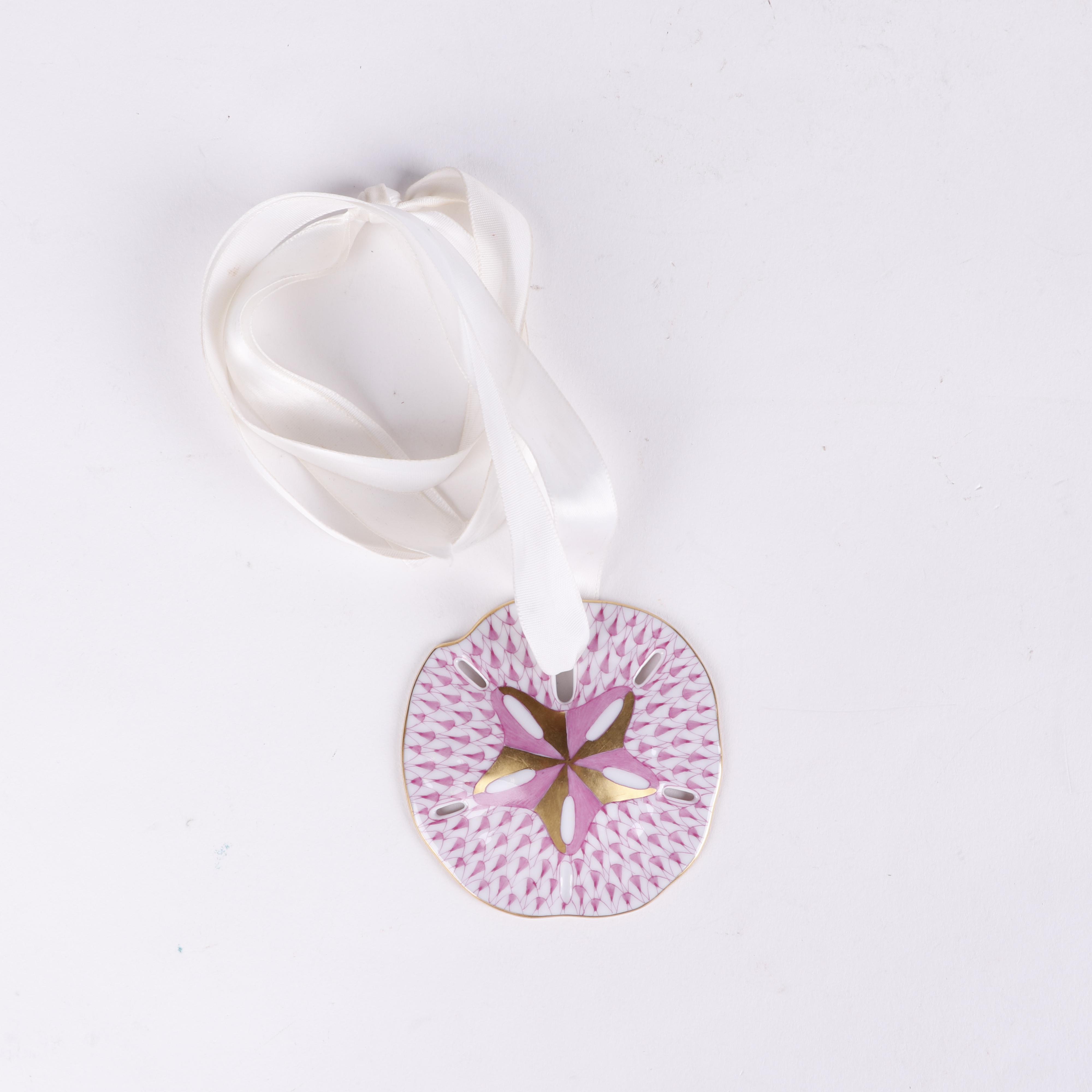 Herend "Sand Dollar" Hand-Painted Porcelain Ornament