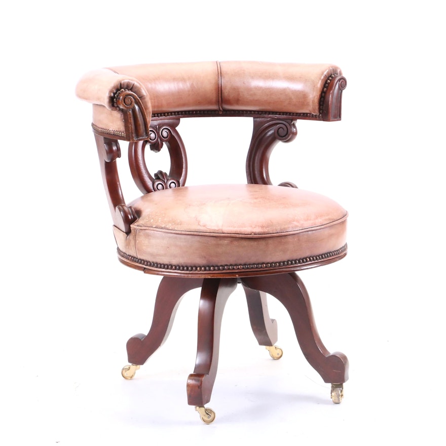 Leather Upholstered Regency Desk Chair