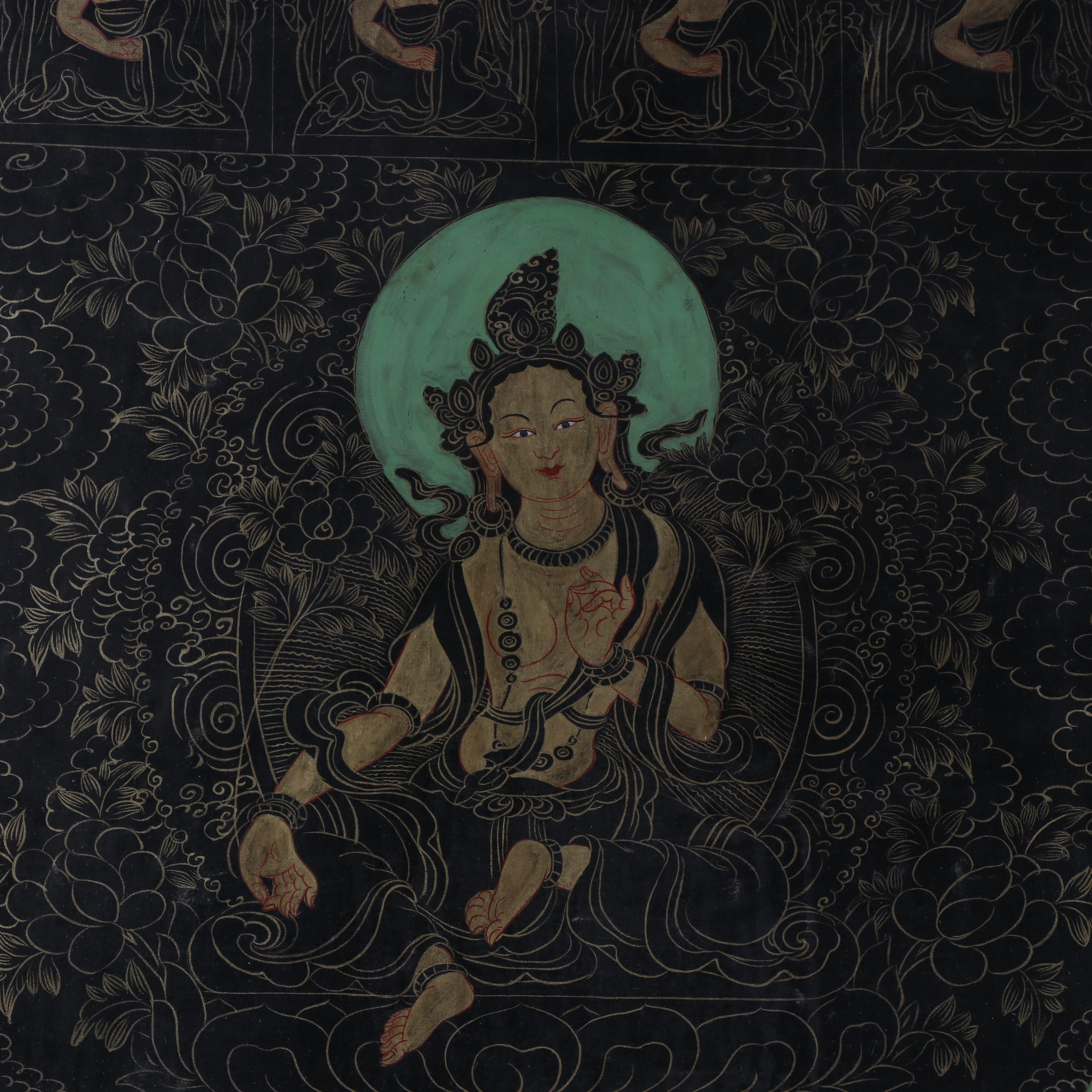 Tibetan White Tara Gouache Thangka