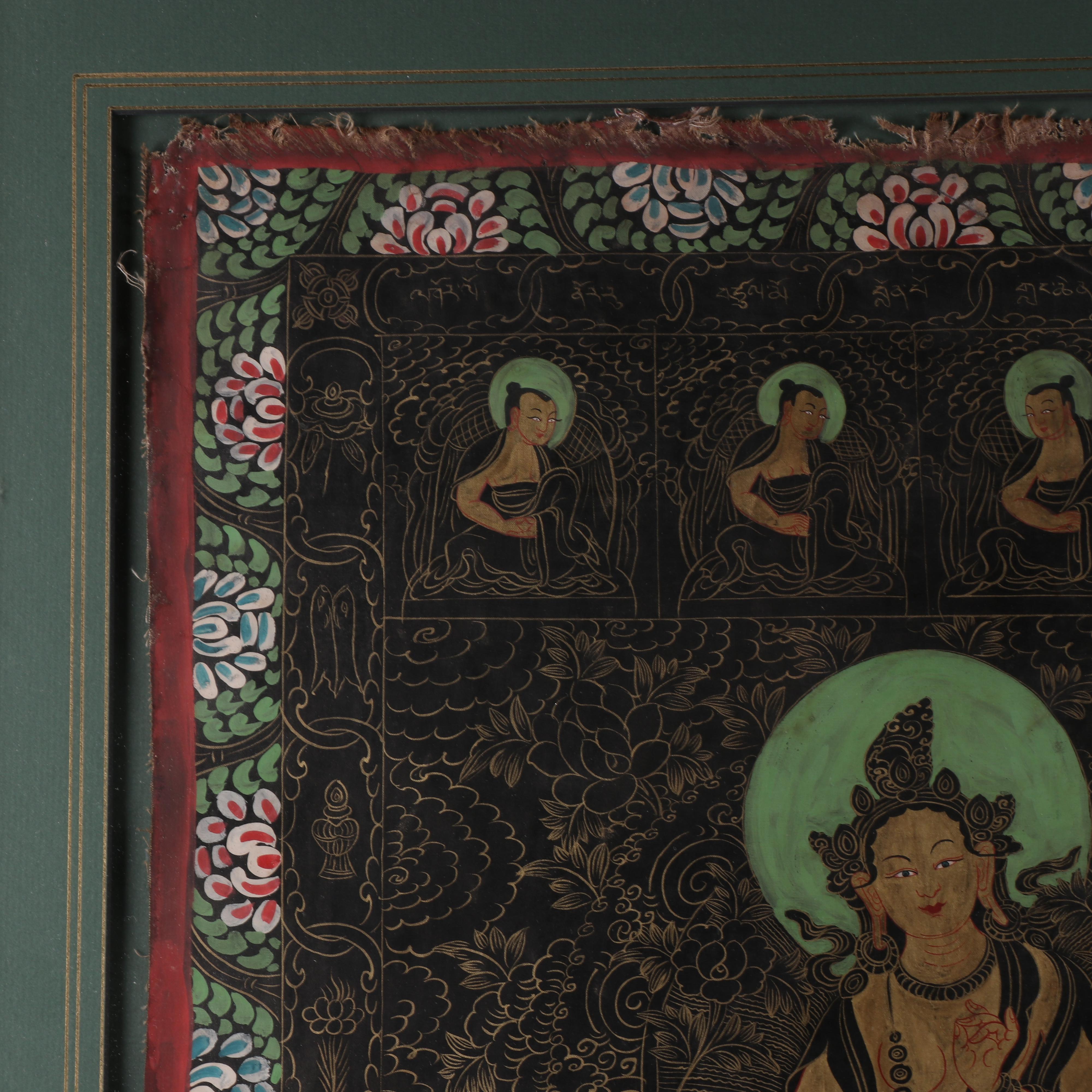 Tibetan White Tara Gouache Thangka