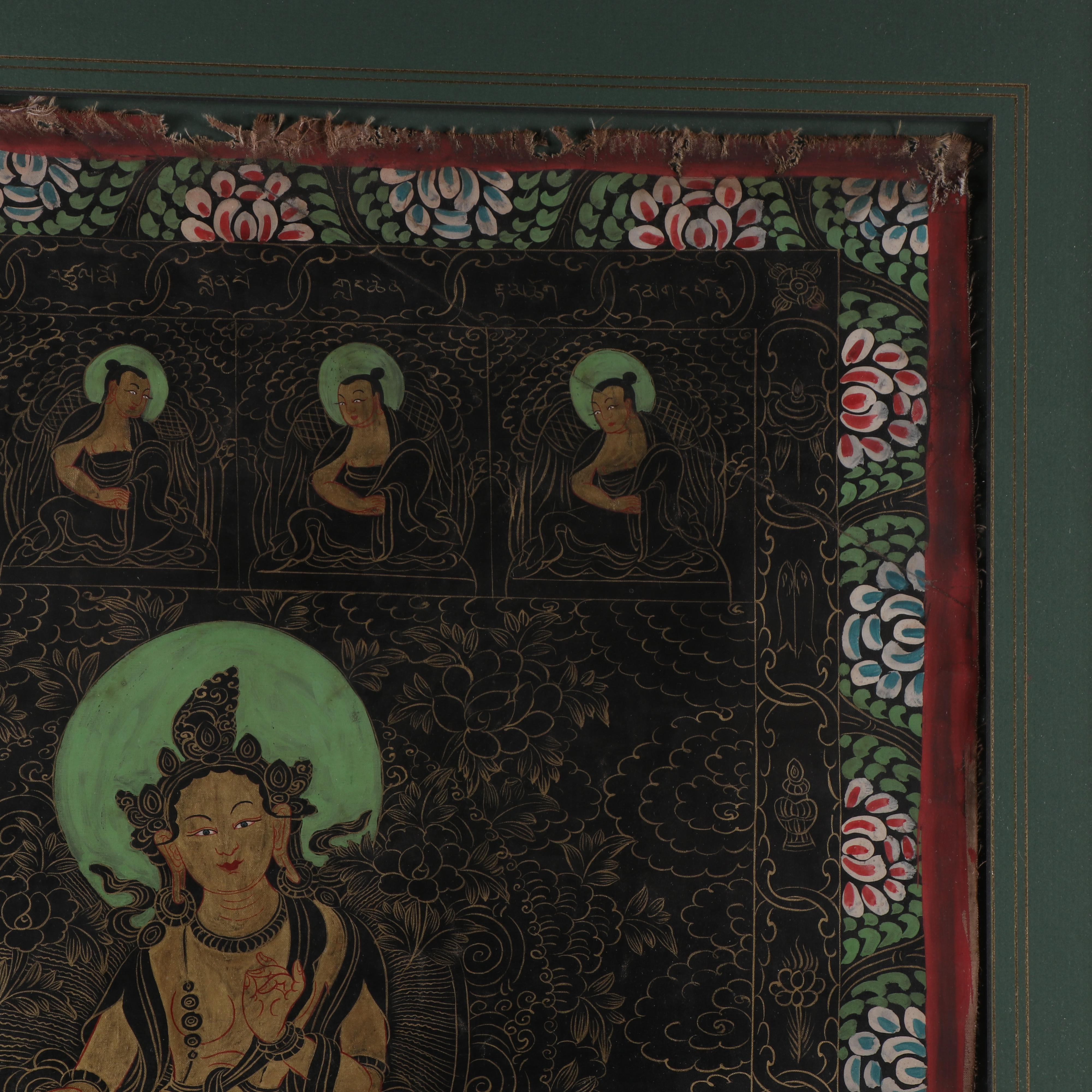 Tibetan White Tara Gouache Thangka