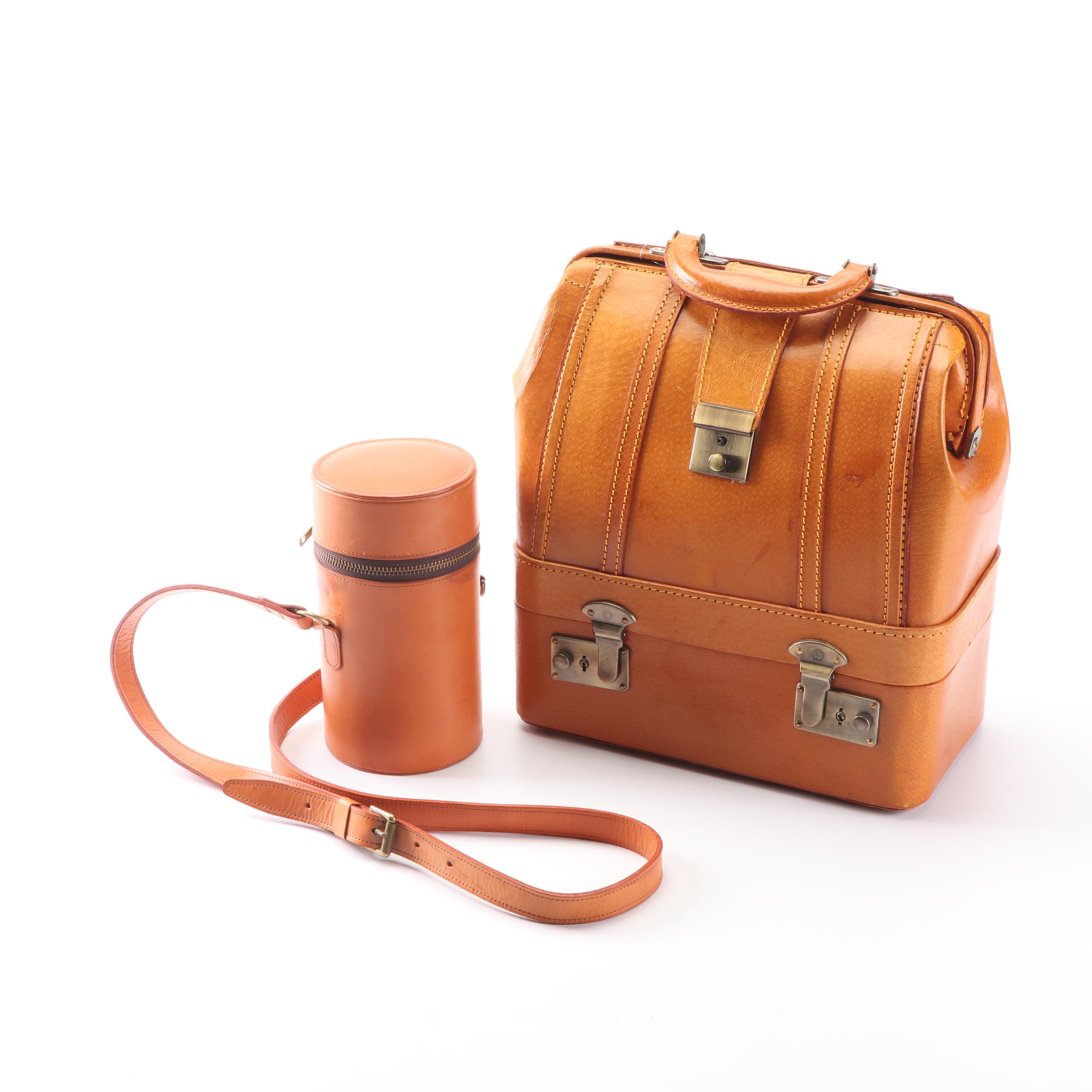 Daines & Hathaway Triple Bar Case and Locking Leather Doctor's Bag