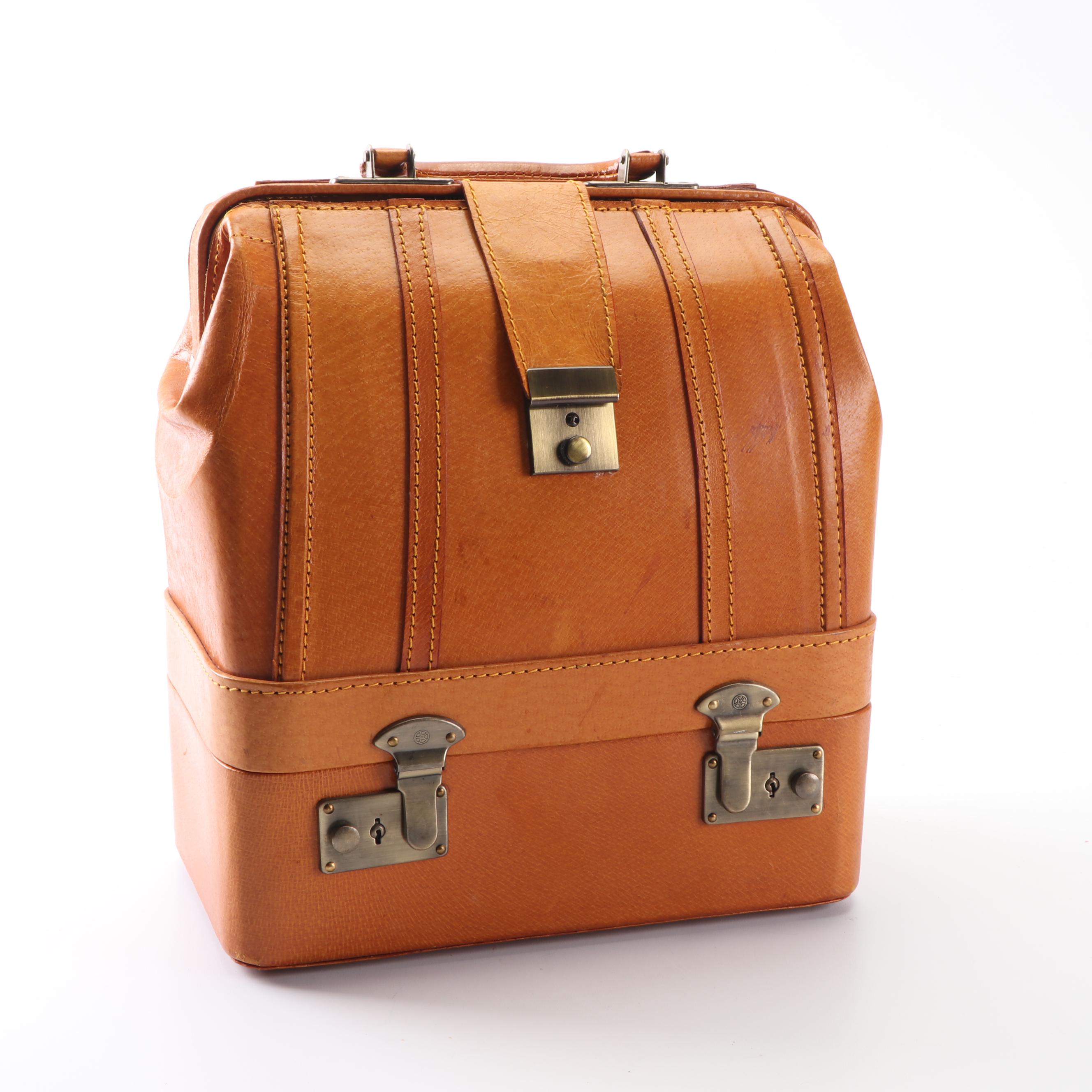 Daines & Hathaway Triple Bar Case and Locking Leather Doctor's Bag