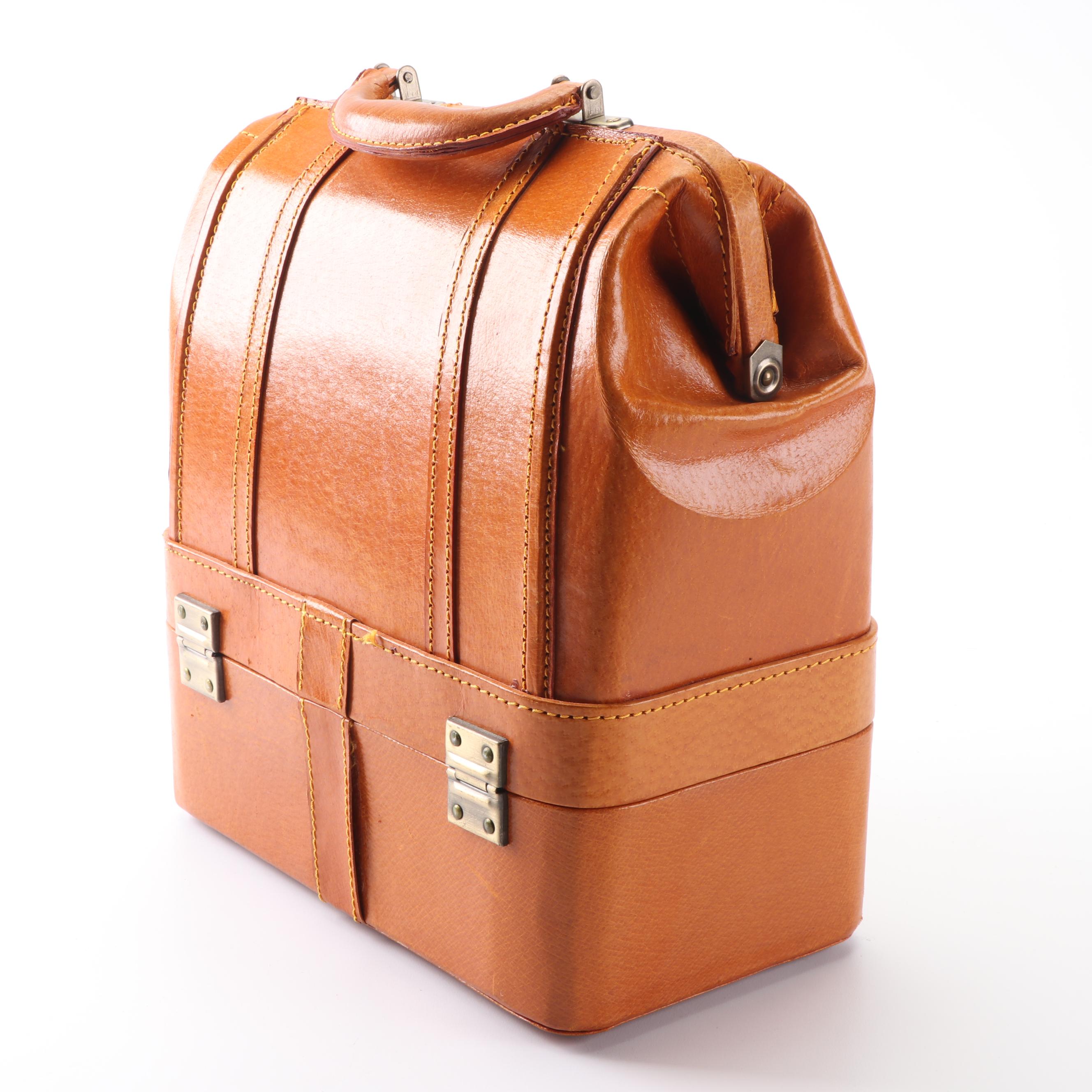 Daines & Hathaway Triple Bar Case and Locking Leather Doctor's Bag