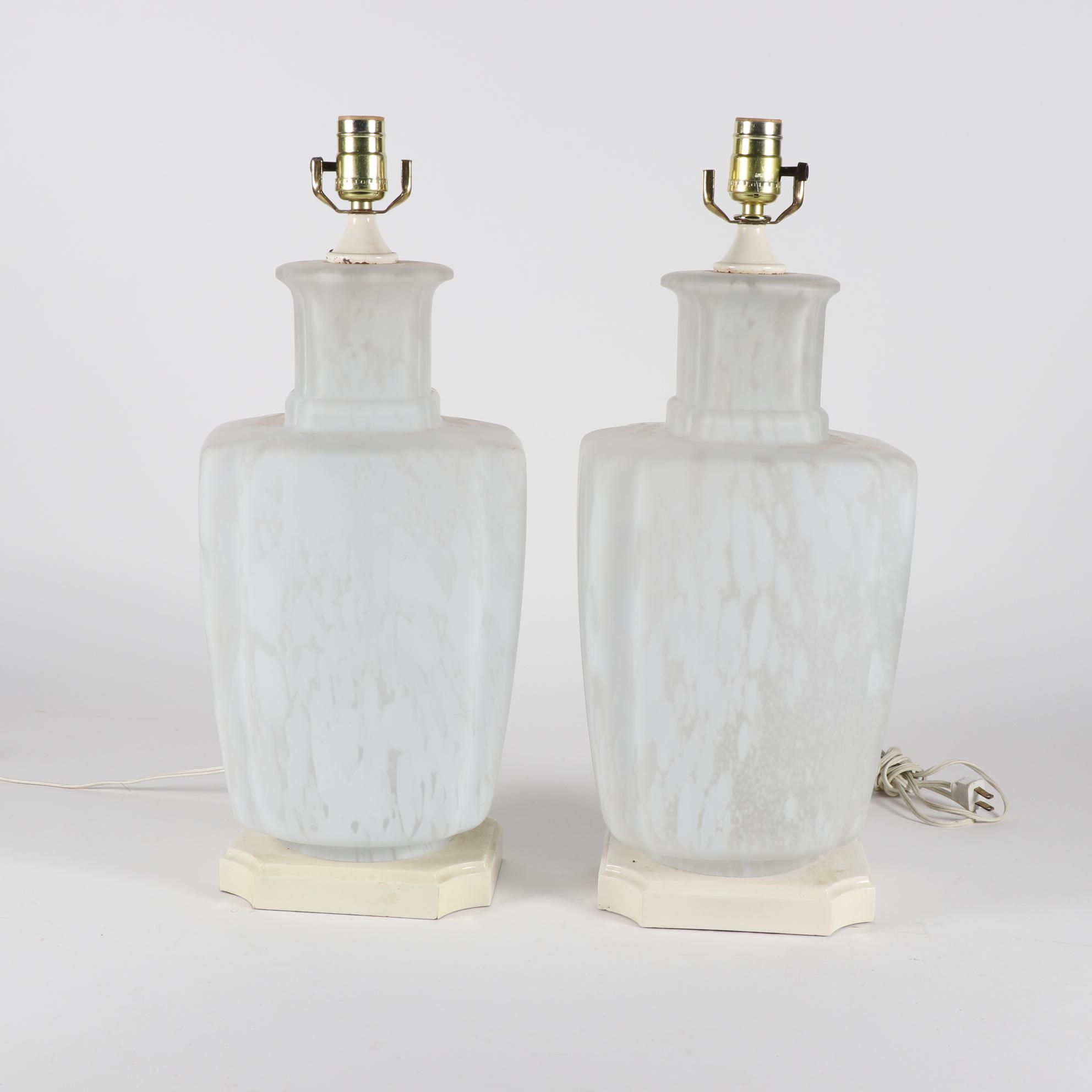 White Opaque Art Glass Table Lamps
