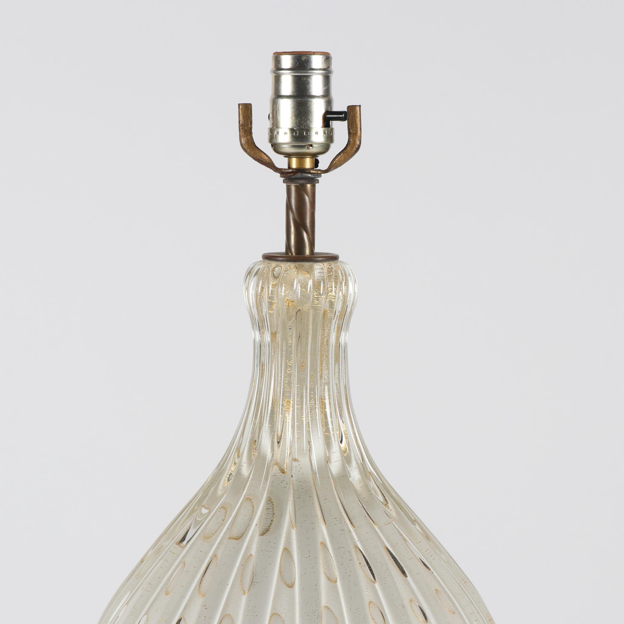 Barovier & Toso Murano Style Aventurine Art Glass Table Lamp