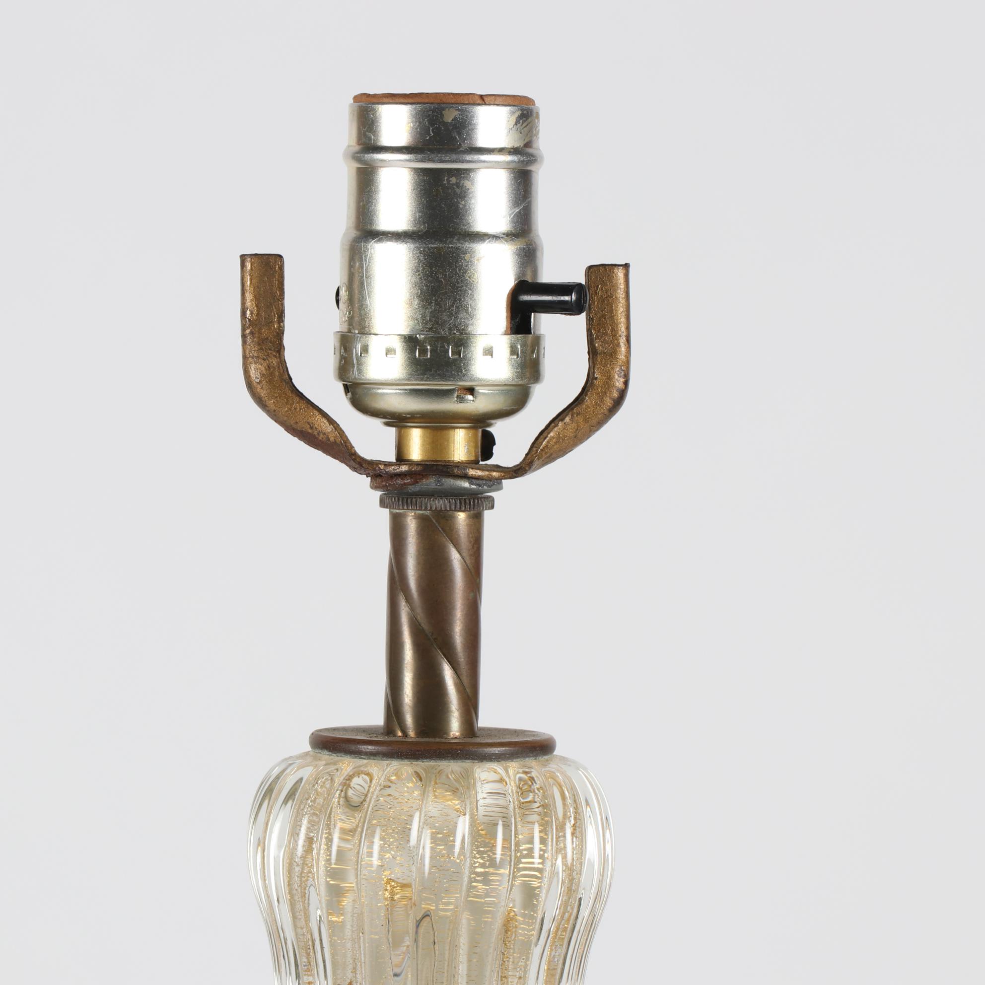 Barovier & Toso Murano Style Aventurine Art Glass Table Lamp