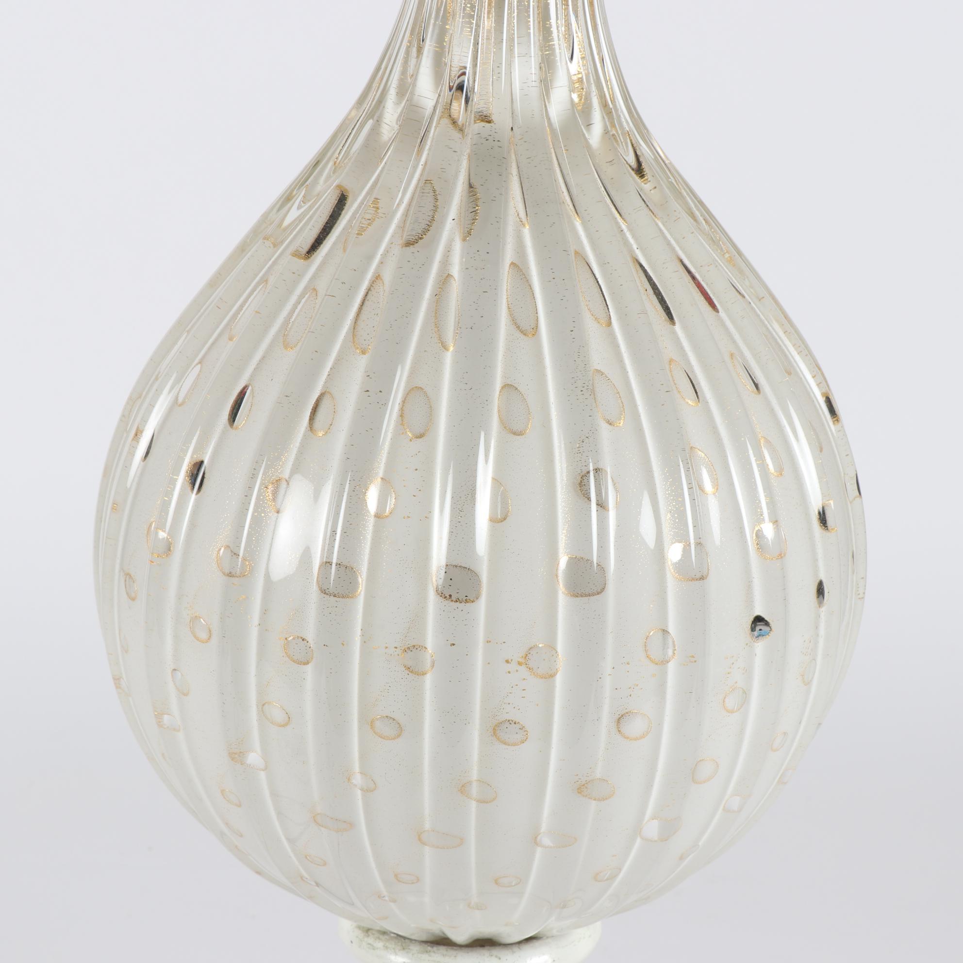 Barovier & Toso Murano Style Aventurine Art Glass Table Lamp