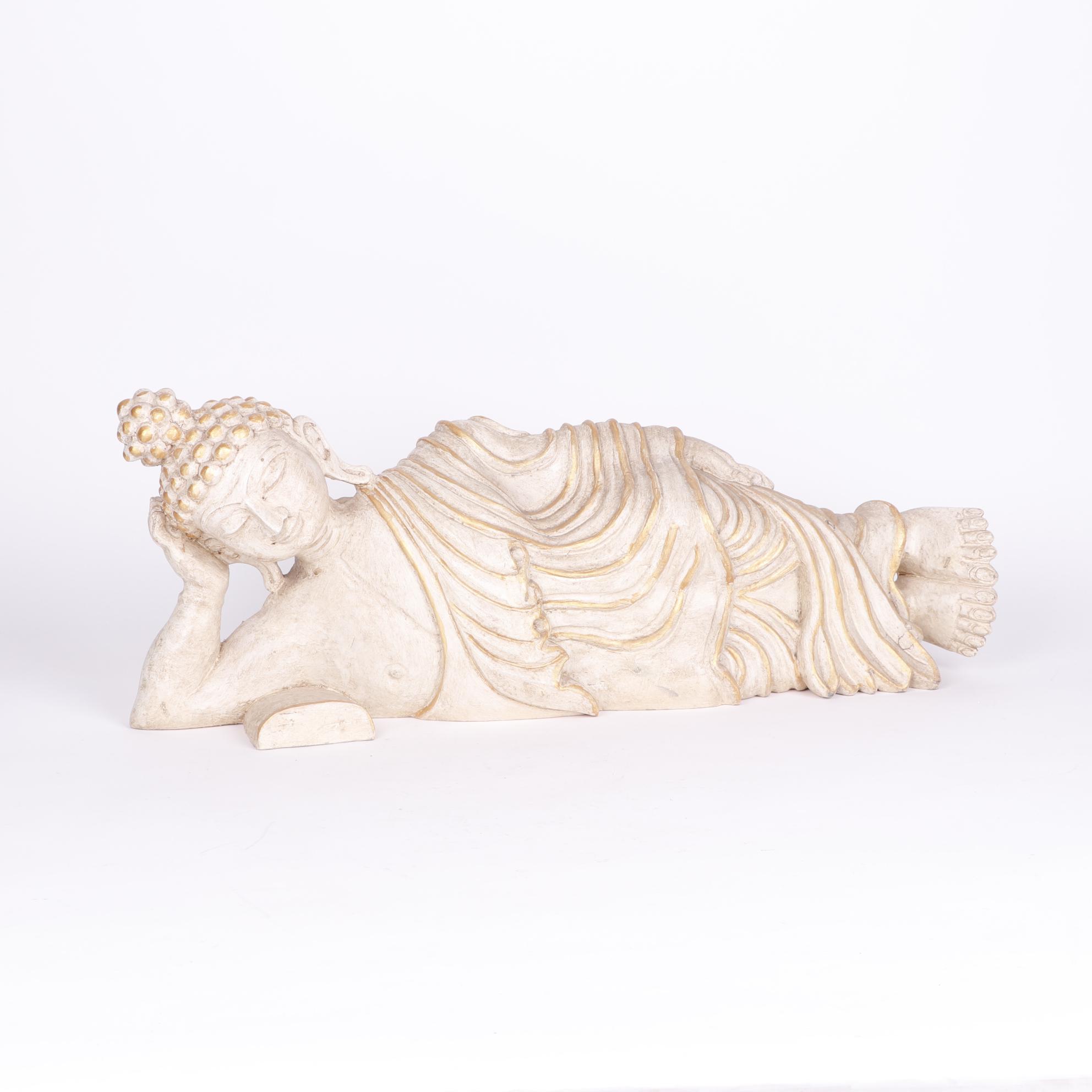 Reclining Buddha Carved Wooden Sculpture