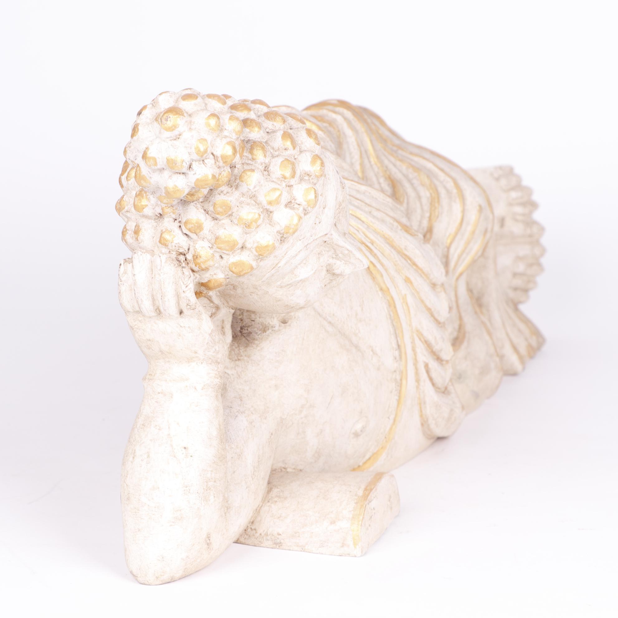 Reclining Buddha Carved Wooden Sculpture