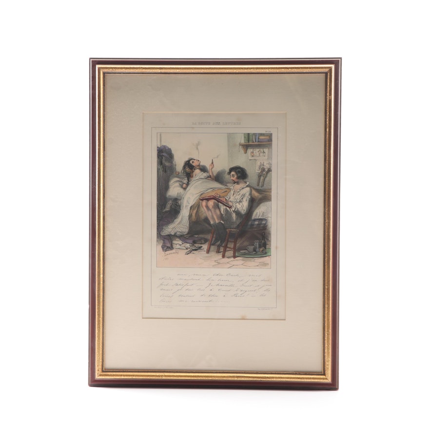 Guillaume Sulpice Chevalier Lithograph "La Boite aux Lettres"