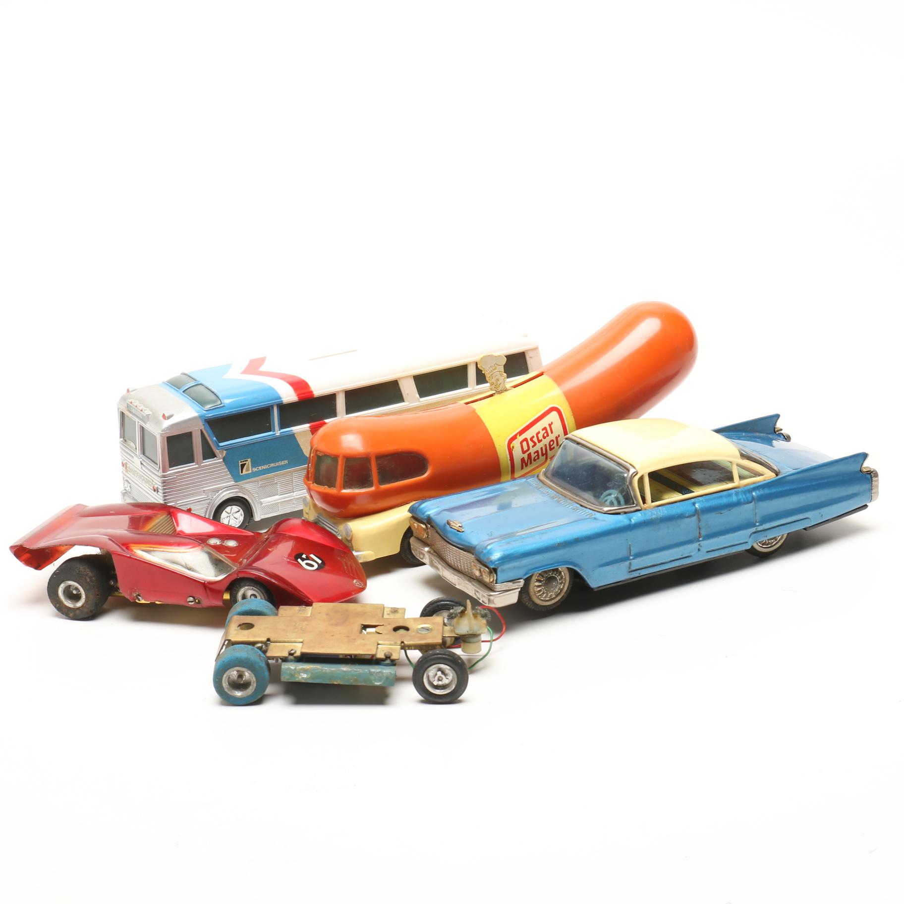 Oscar Mayer Wienermobile with Greyhound Bus Bank and Battery & Electric Cars