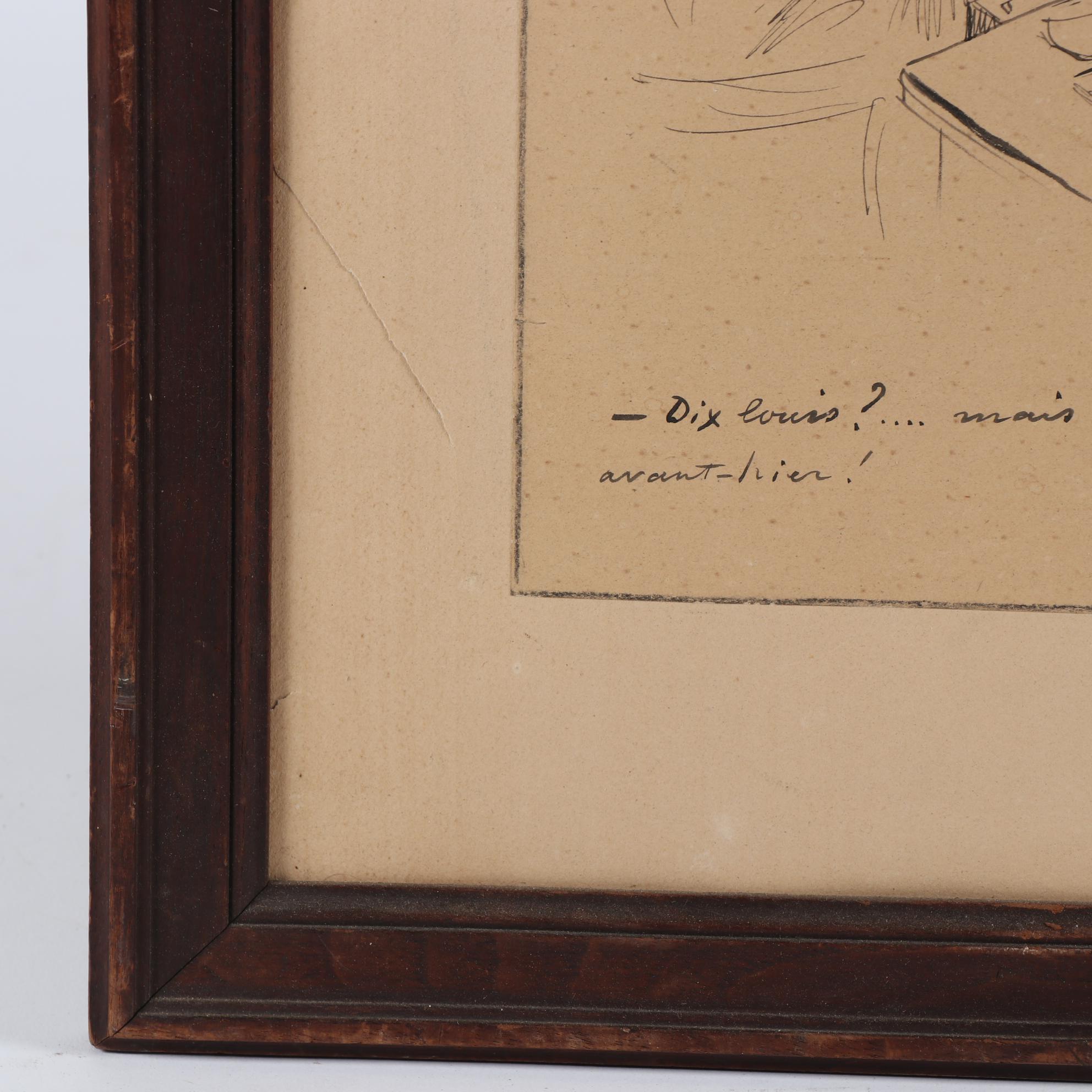 Jean-Louis Forain Ink Drawing "Les Satin Faits"