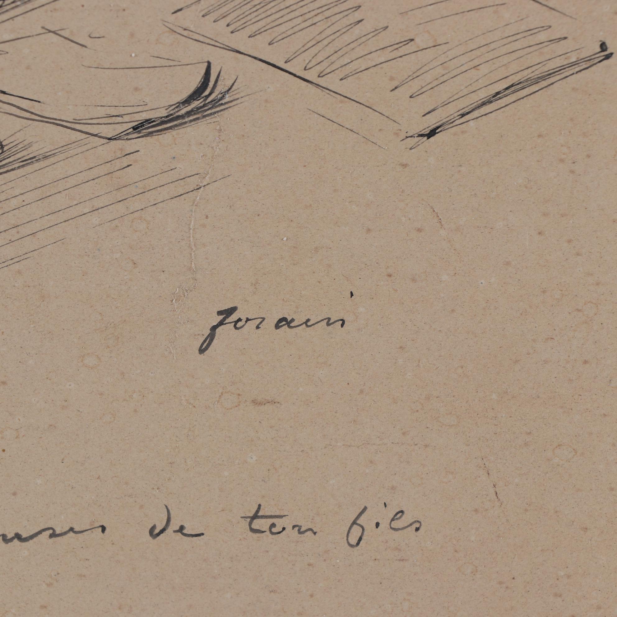 Jean-Louis Forain Ink Drawing "Les Satin Faits"