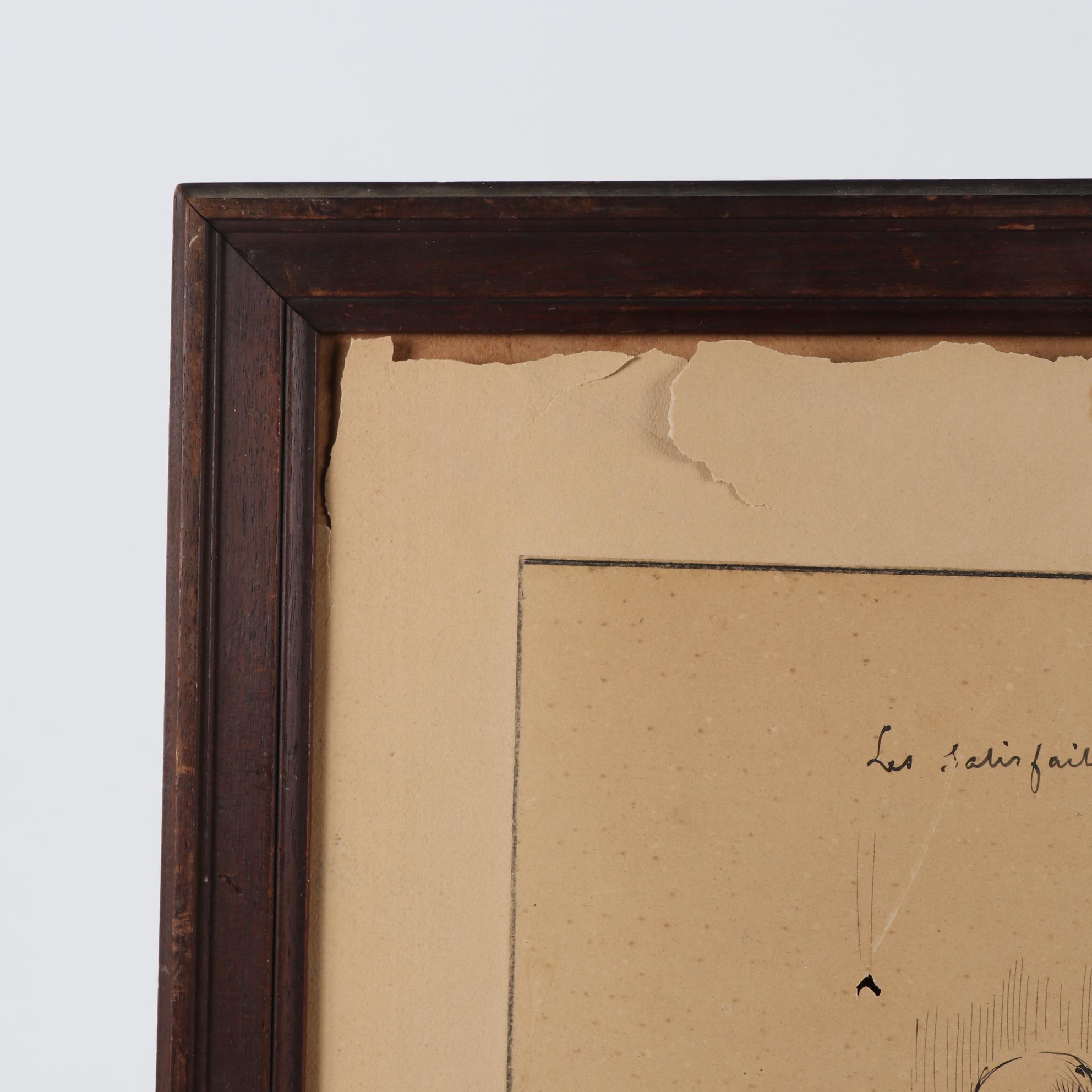 Jean-Louis Forain Ink Drawing "Les Satin Faits"