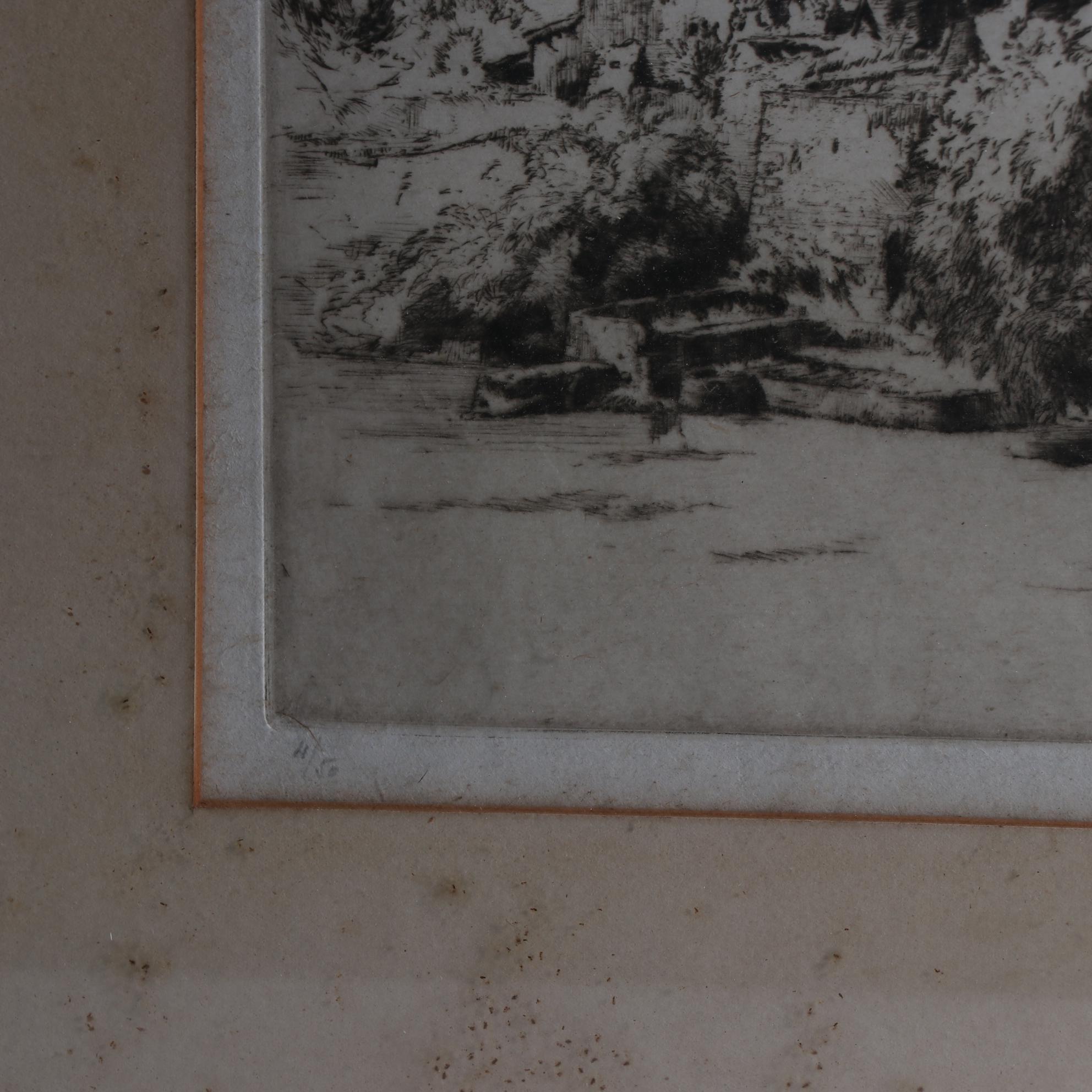 Pierre Louis Moreau Limited Edition Etching of a Mountain Village