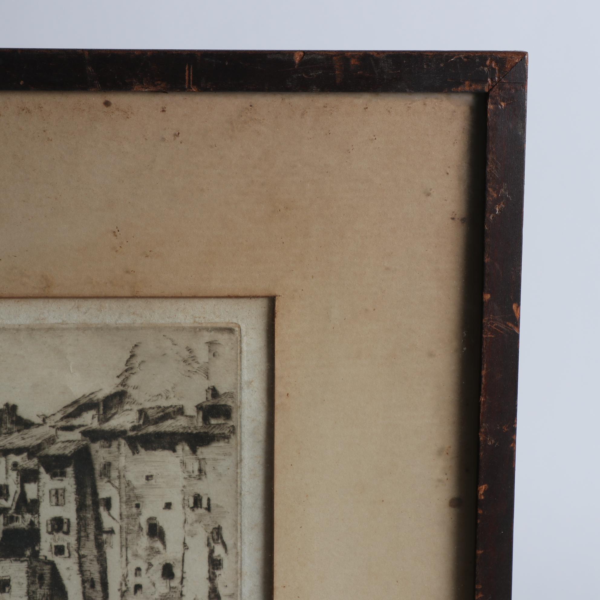 Pierre Louis Moreau Limited Edition Etching of a Mountain Village