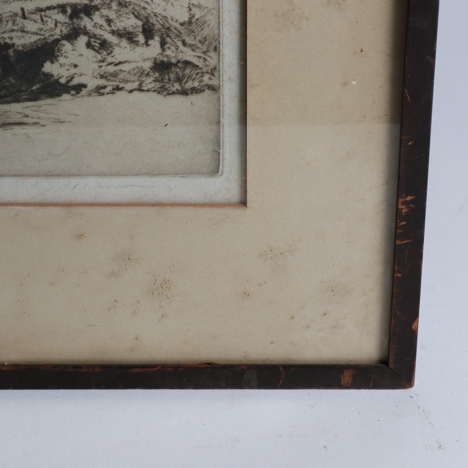 Pierre Louis Moreau Limited Edition Etching of a Mountain Village