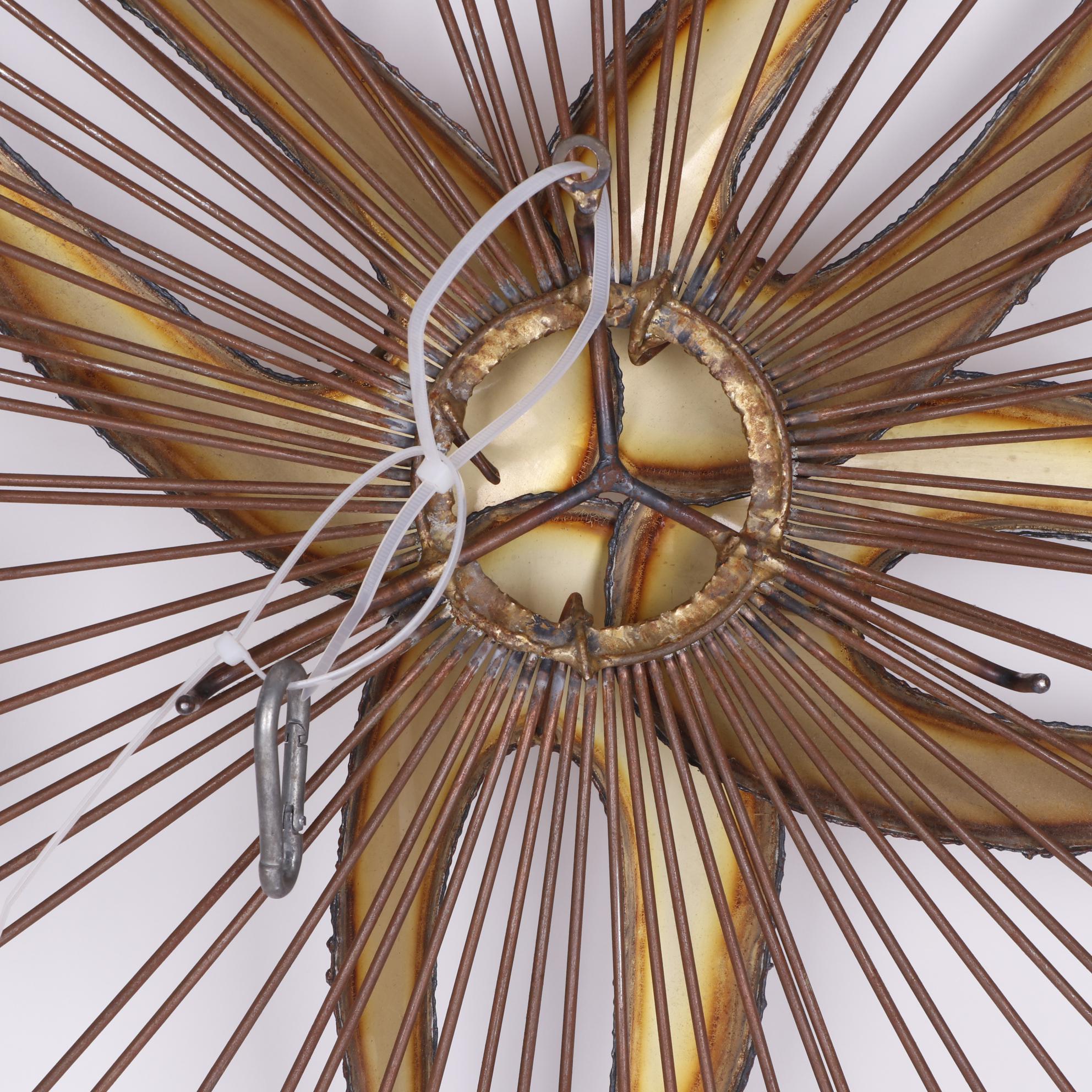 Brass Sunburst with Birds Wall Hanging, Mid-Century