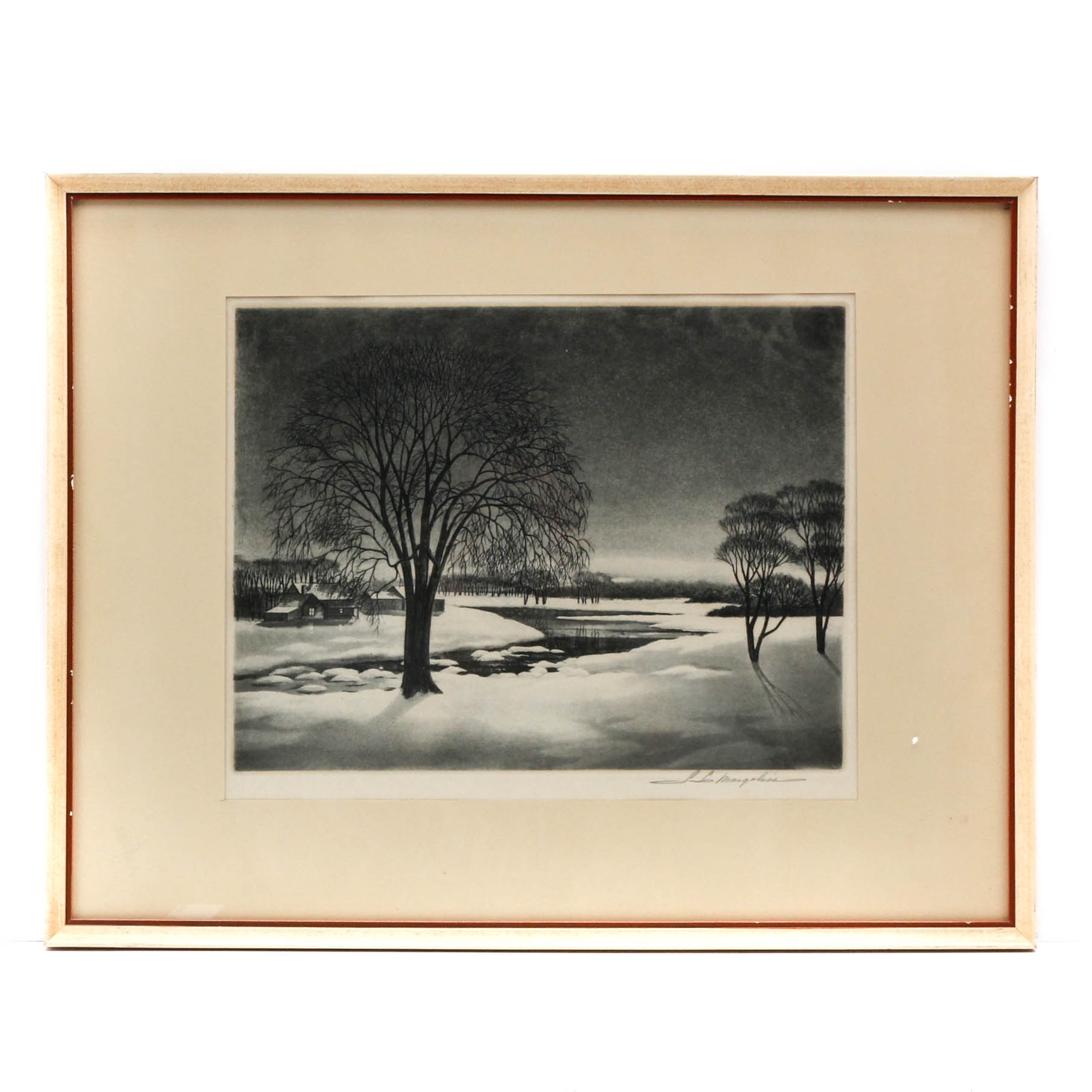 S. L. Margolies 1940s Aquatint Etching "Still as the Night"