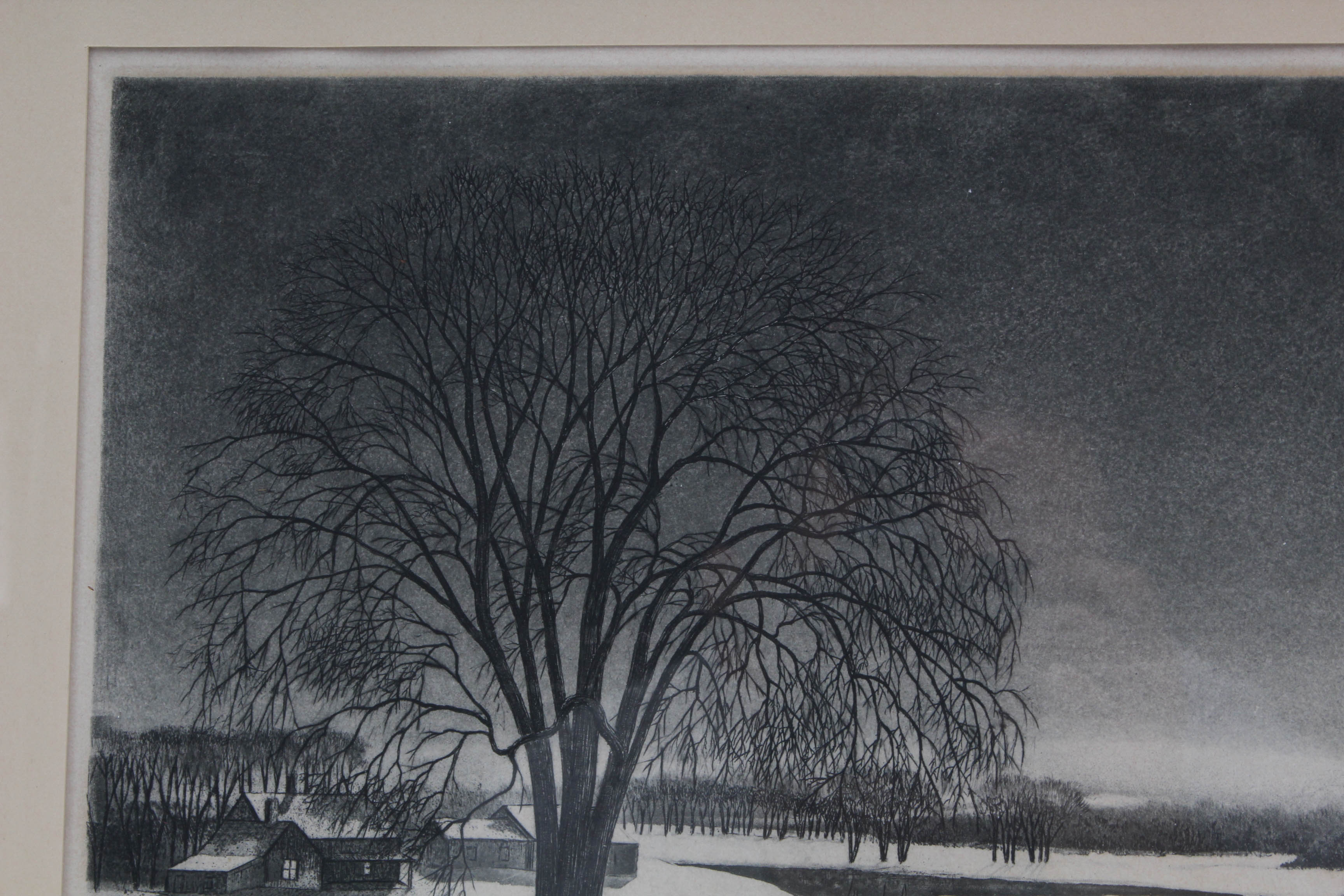 S. L. Margolies 1940s Aquatint Etching "Still as the Night"