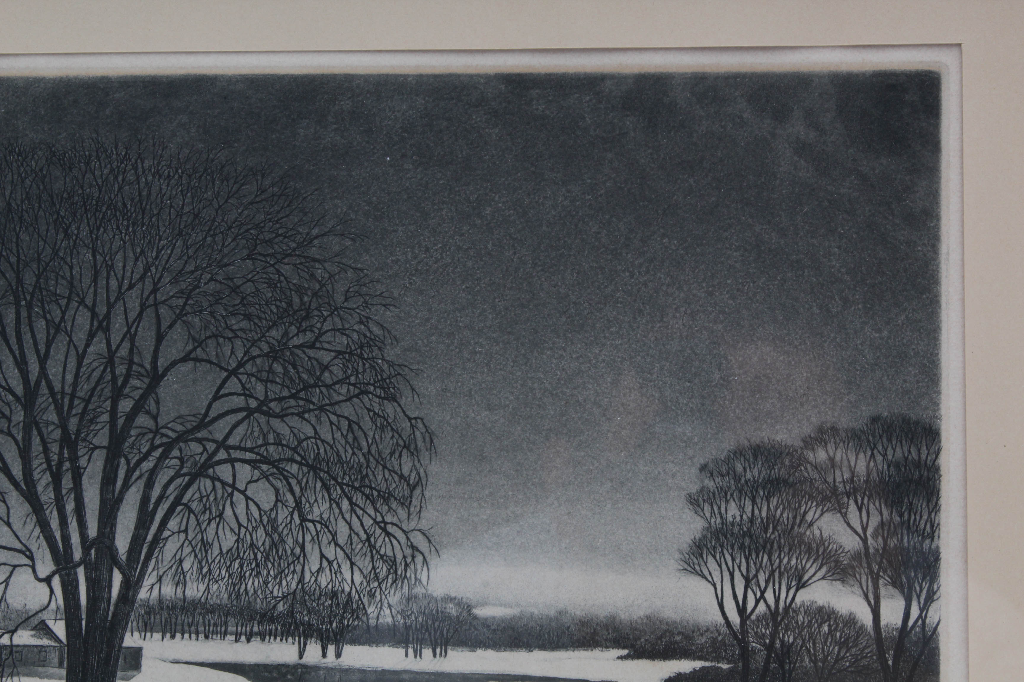 S. L. Margolies 1940s Aquatint Etching "Still as the Night"