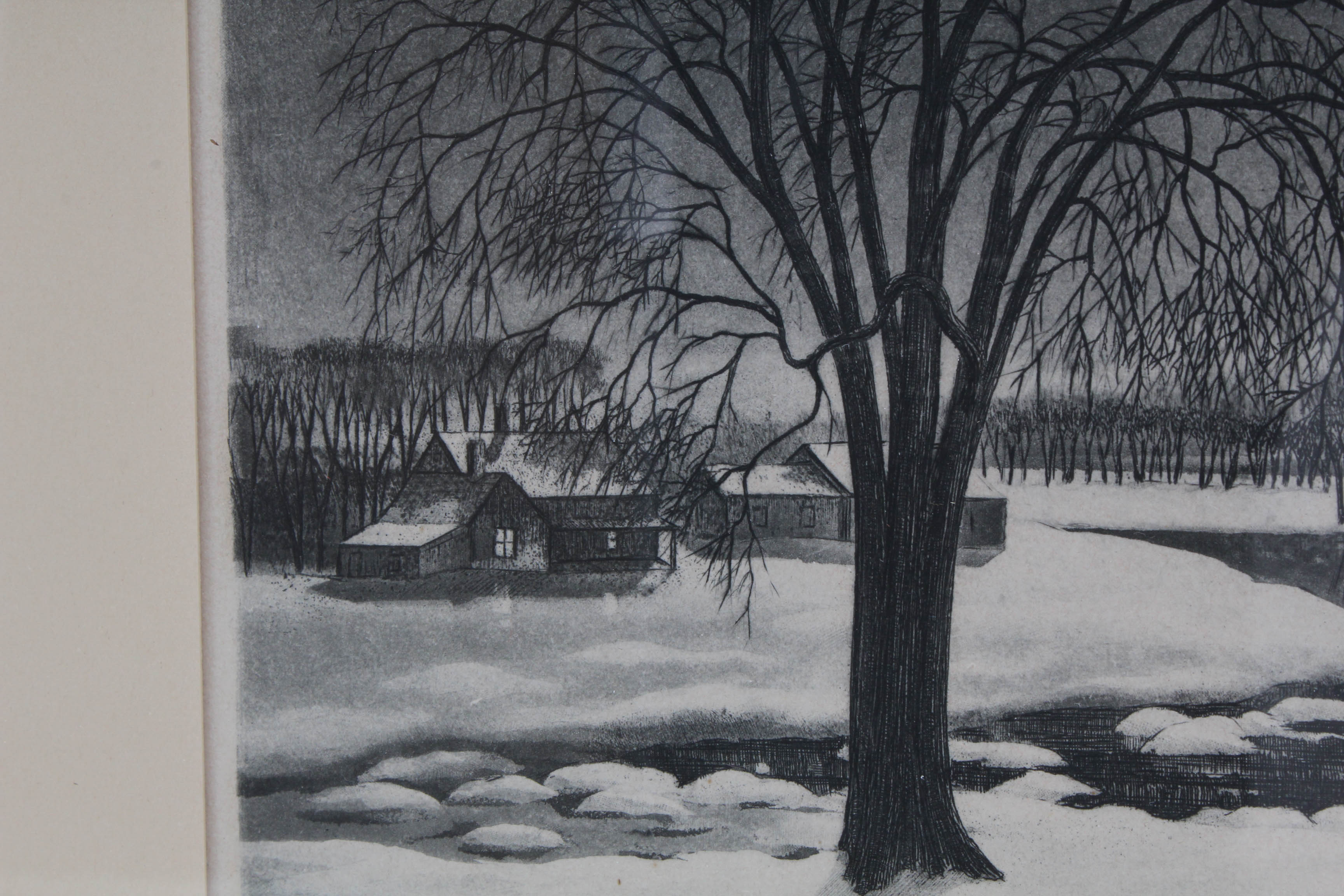 S. L. Margolies 1940s Aquatint Etching "Still as the Night"