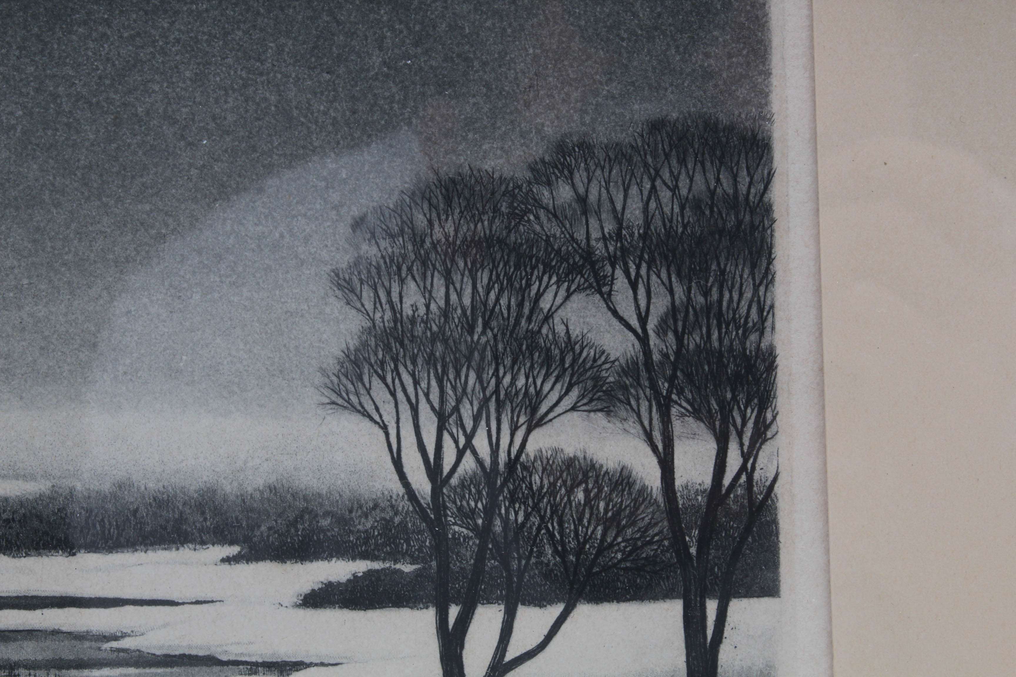S. L. Margolies 1940s Aquatint Etching "Still as the Night"