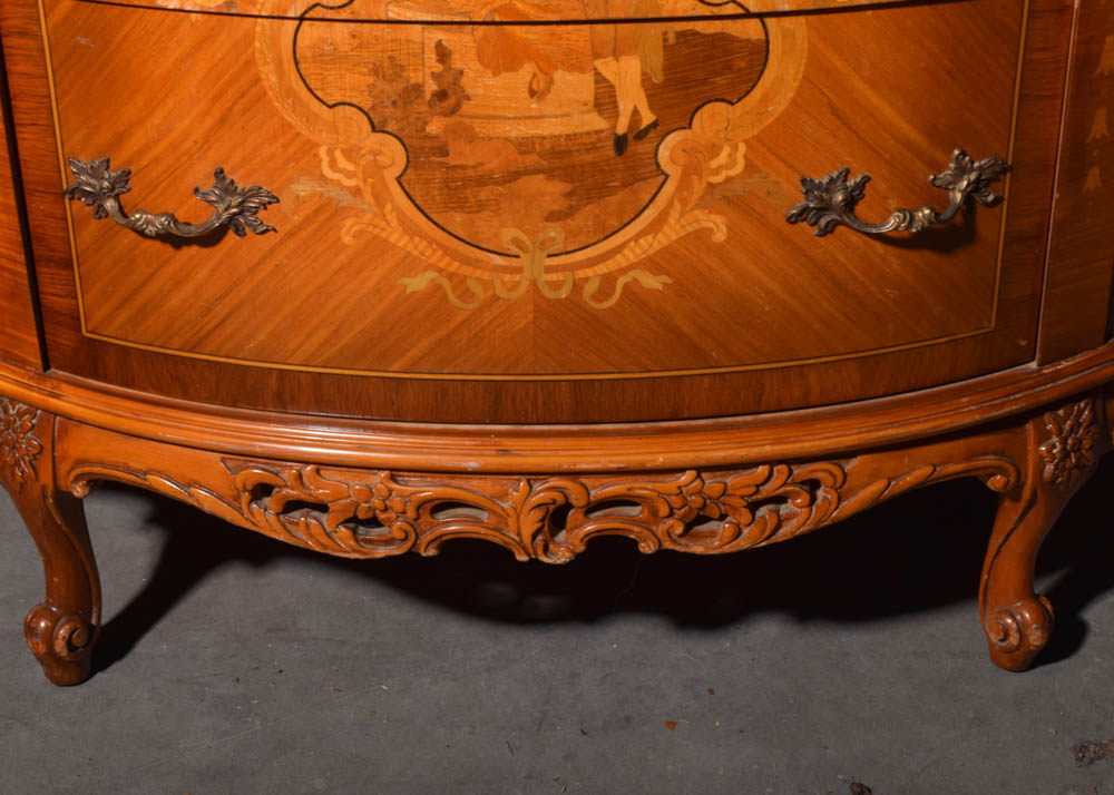 Louis XVI Style Marble Topped Demilune Console Table