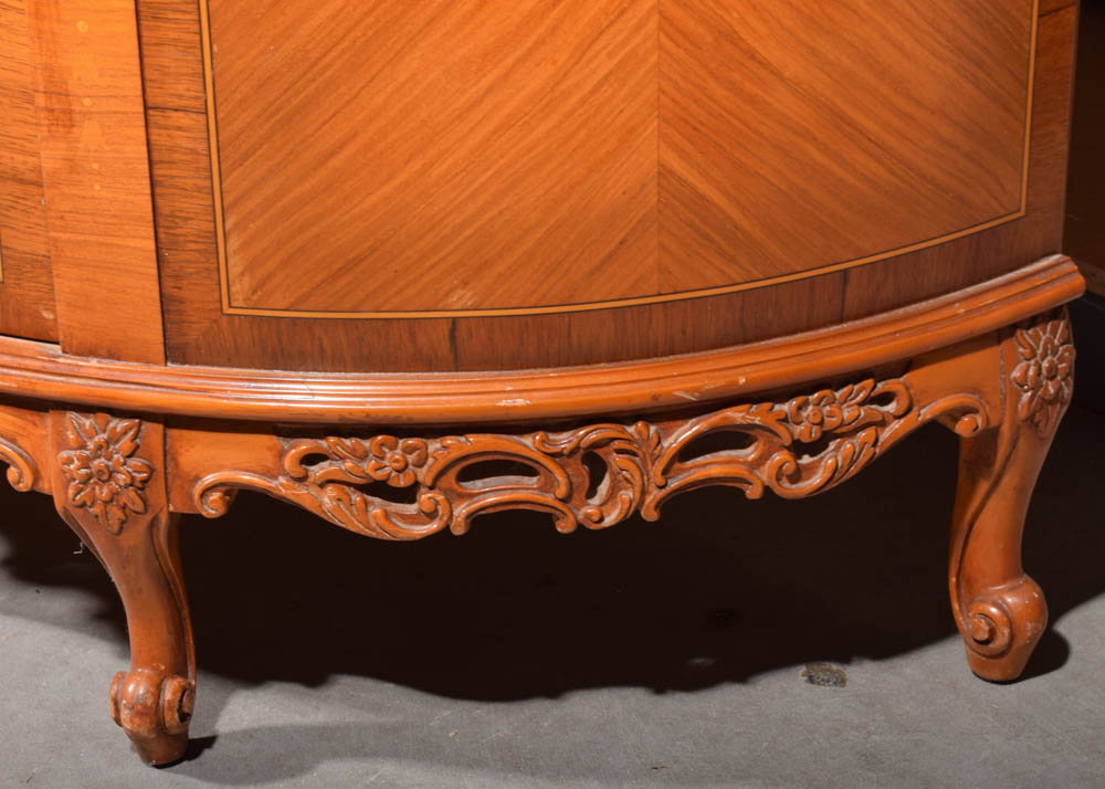Louis XVI Style Marble Topped Demilune Console Table