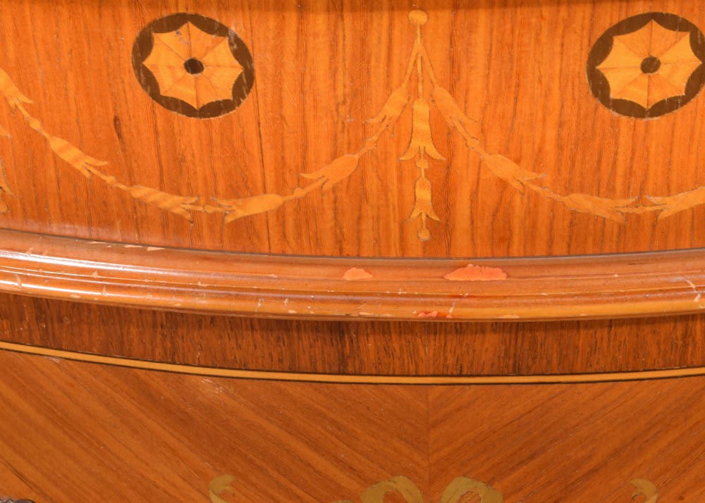 Louis XVI Style Marble Topped Demilune Console Table