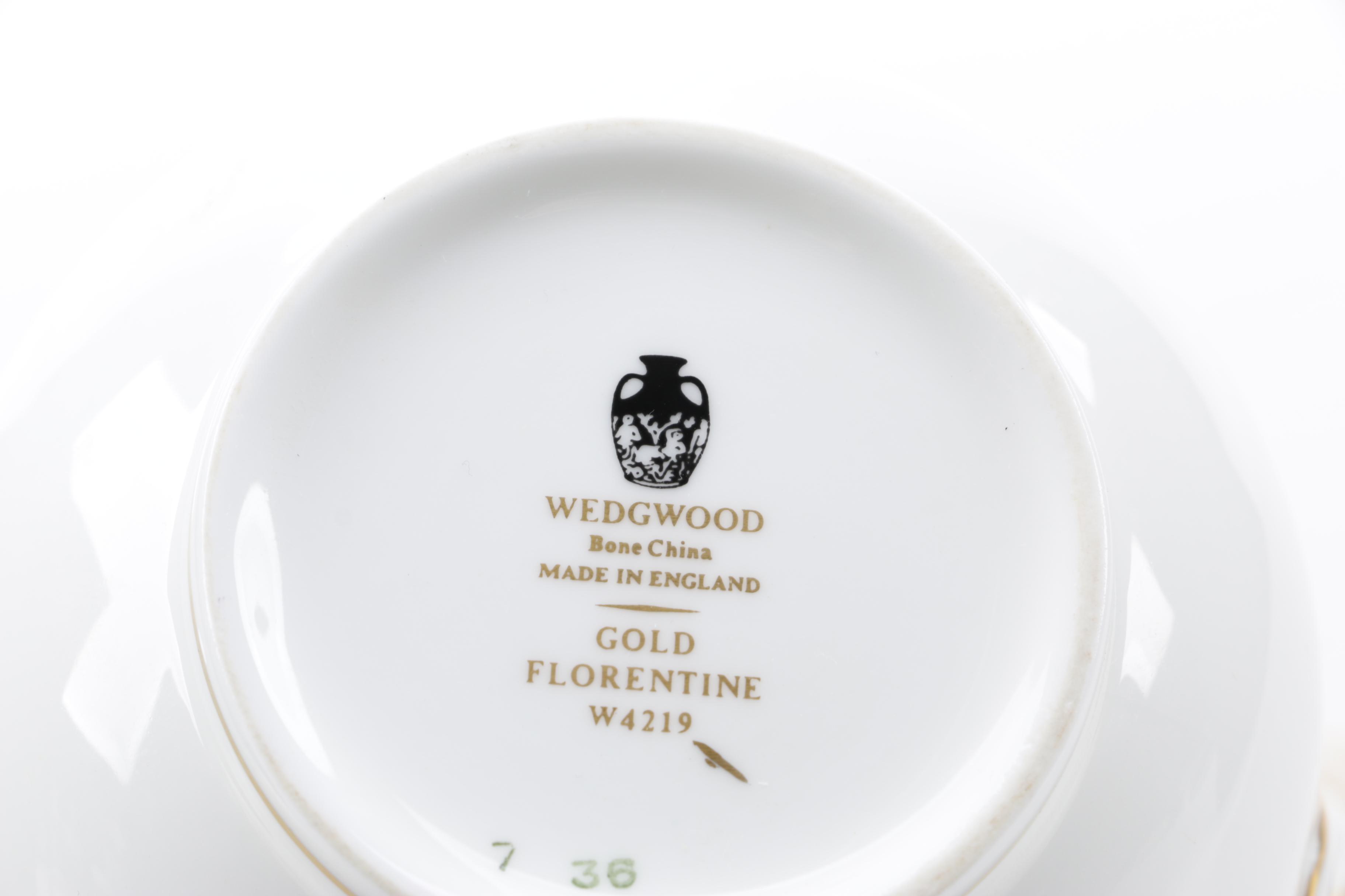 Vintage Wedgwood "Gold Florentine" Bone China Creamer and Lidded Sugar Bowl