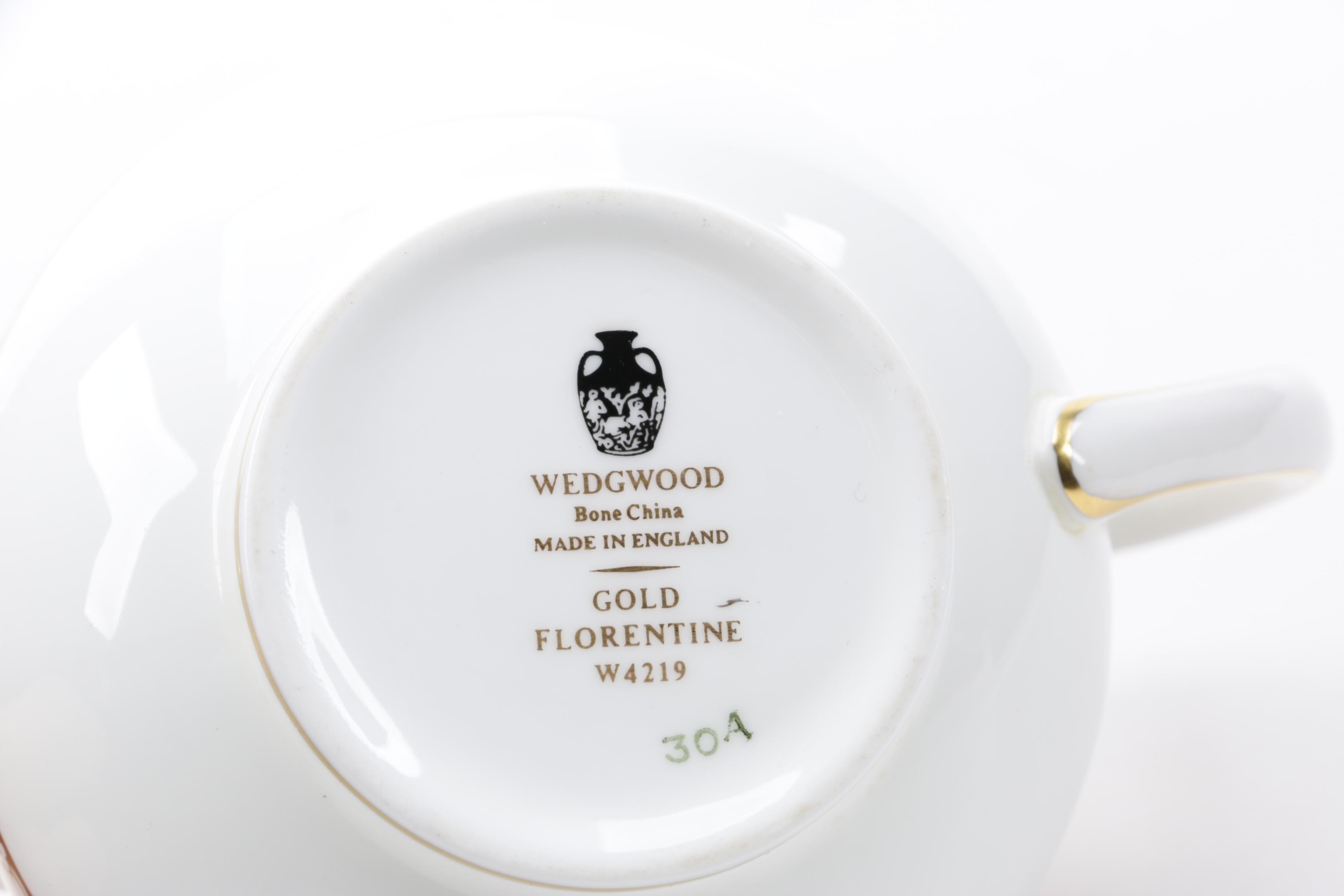 Vintage Wedgwood "Gold Florentine" Bone China Creamer and Lidded Sugar Bowl