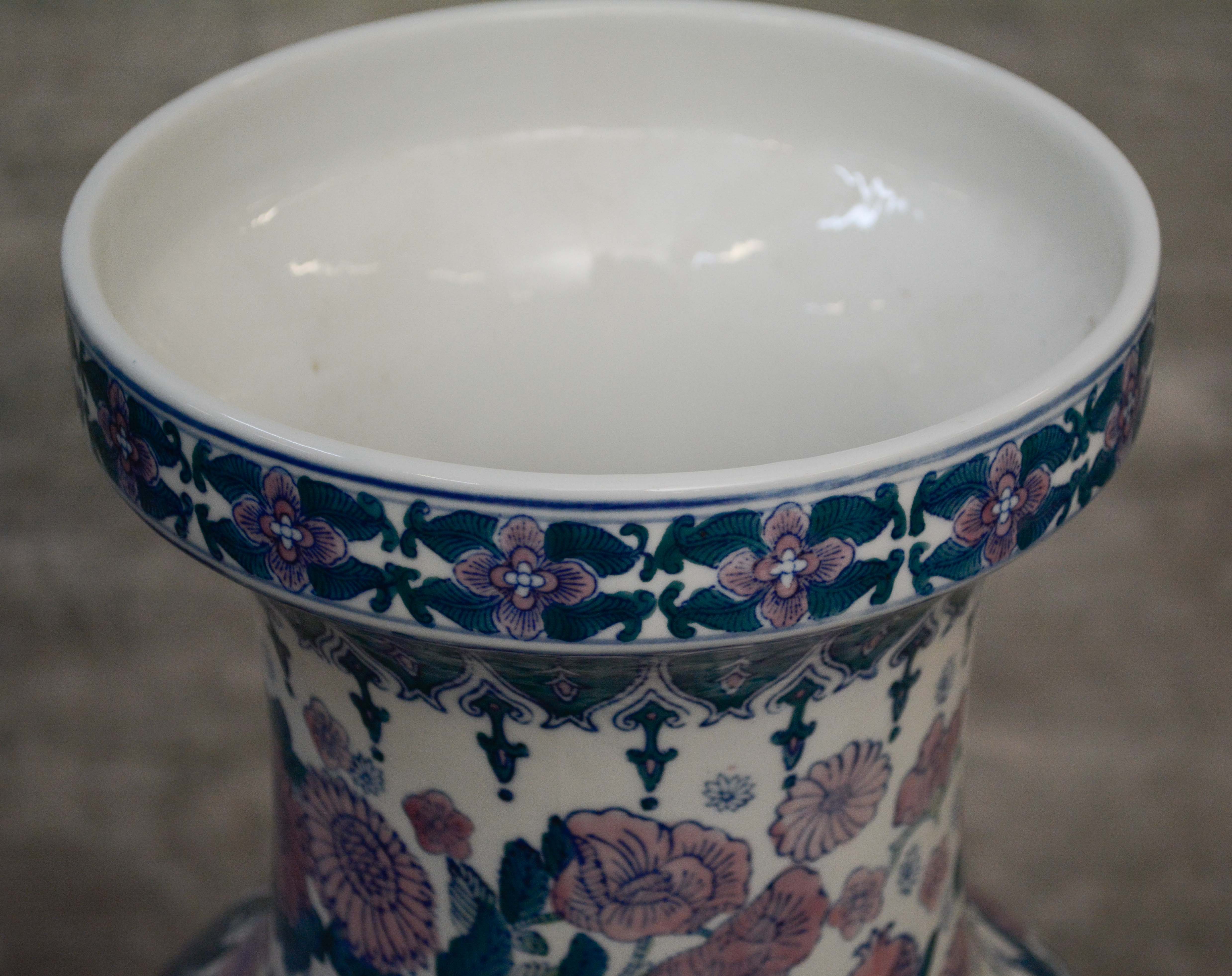 Chinese Fruit and Floral Themed Floor Vase