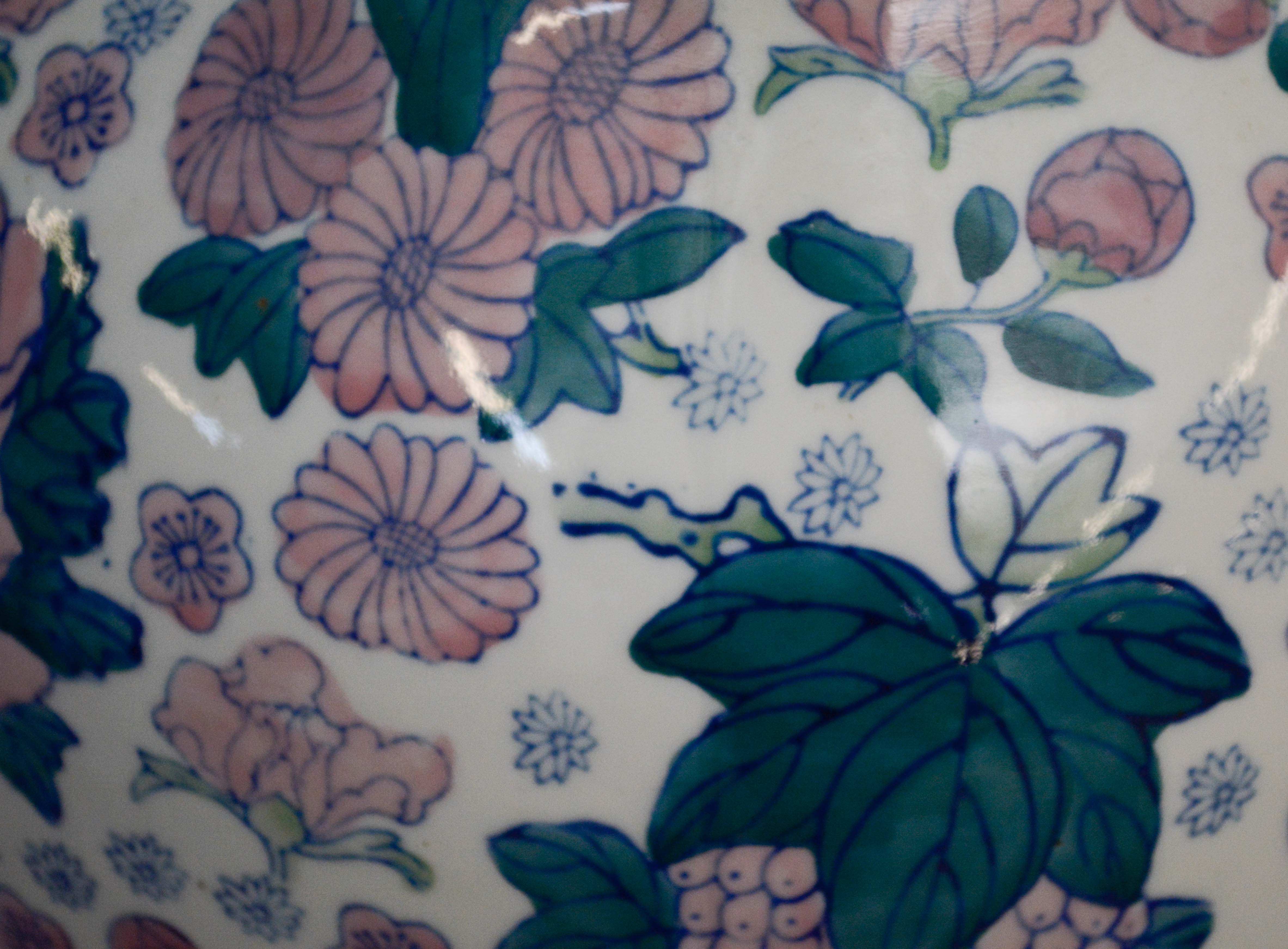 Chinese Fruit and Floral Themed Floor Vase