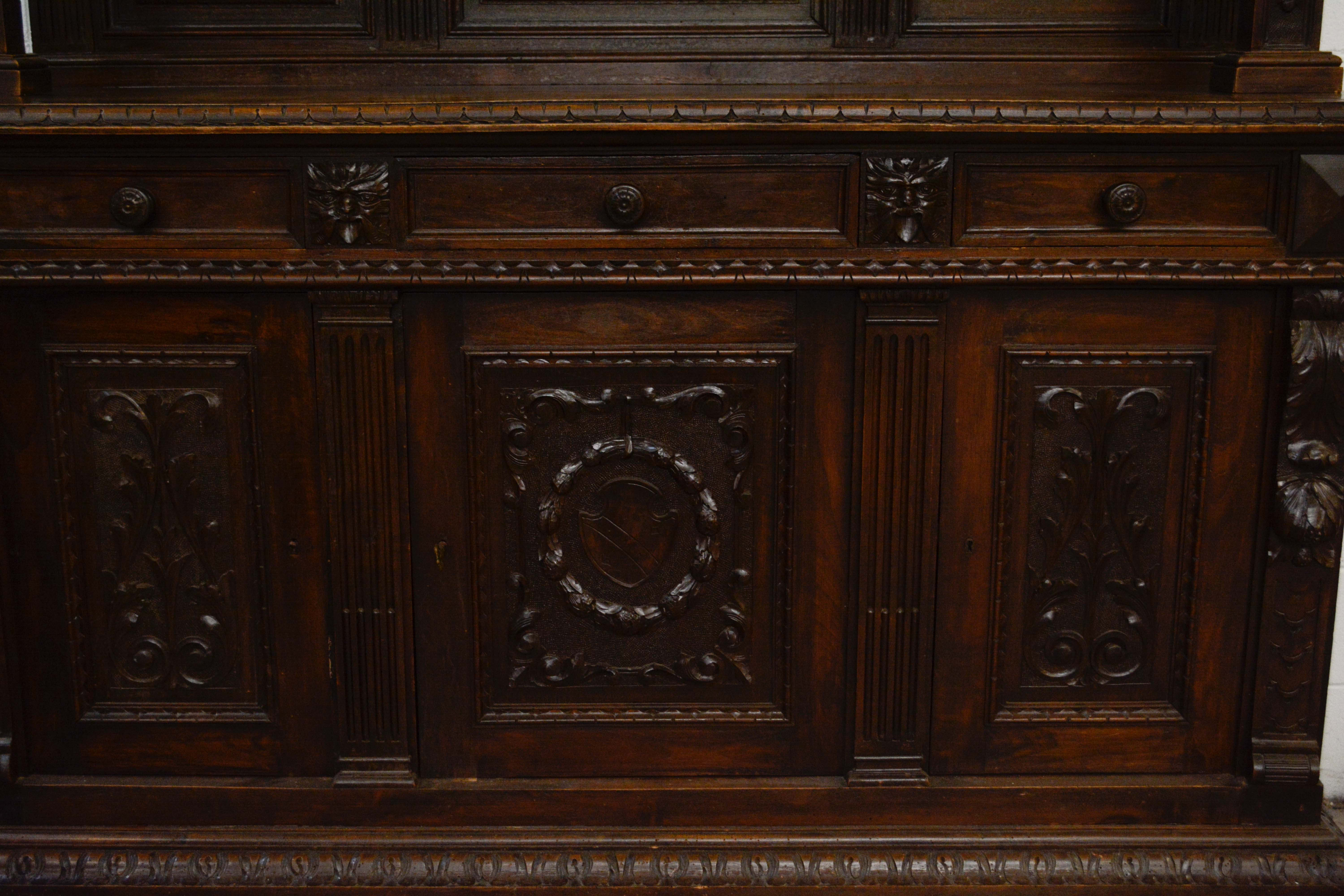 Renaissance Revival Style Carved Walnut Sideboard, Mid 19th Century