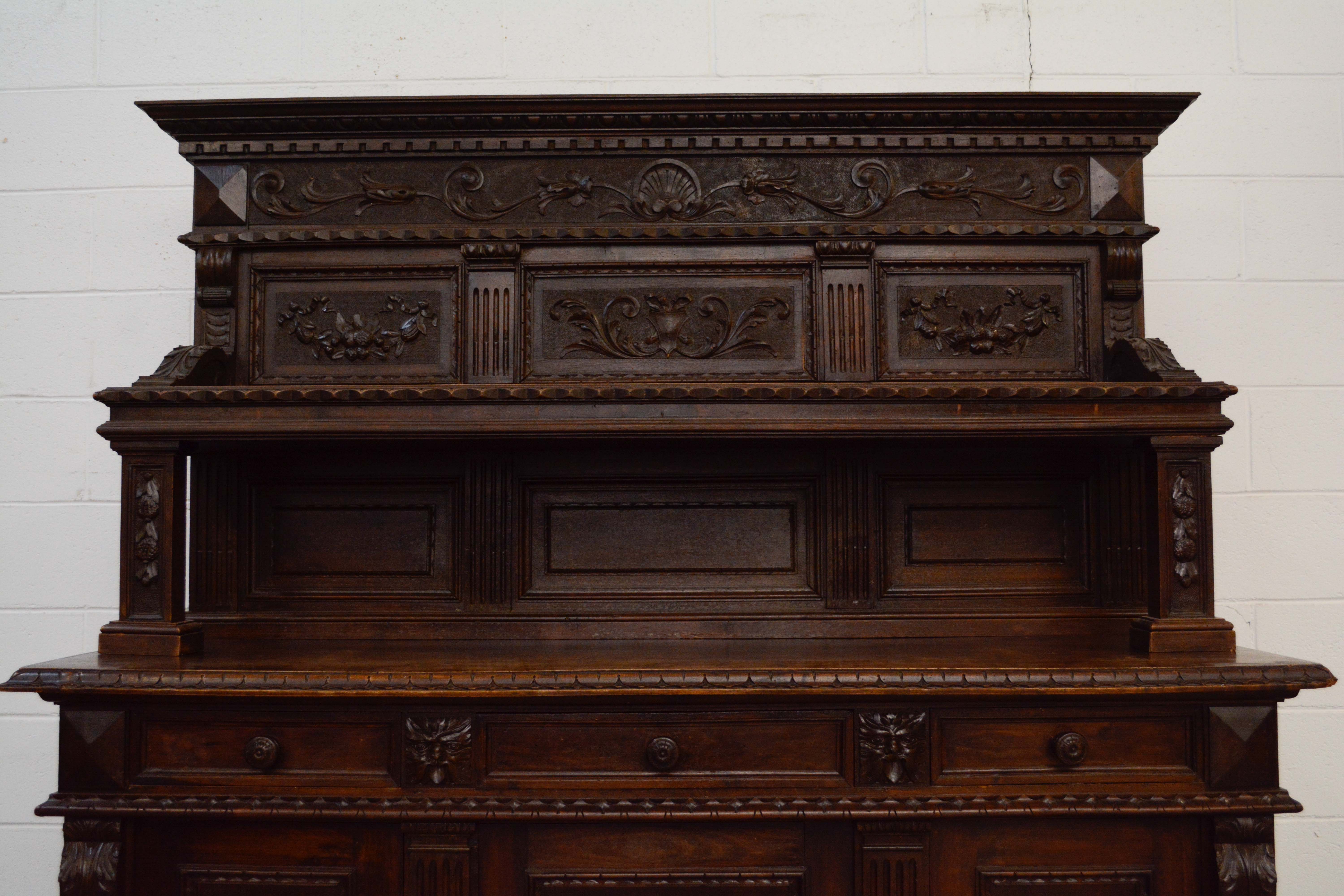 Renaissance Revival Style Carved Walnut Sideboard, Mid 19th Century