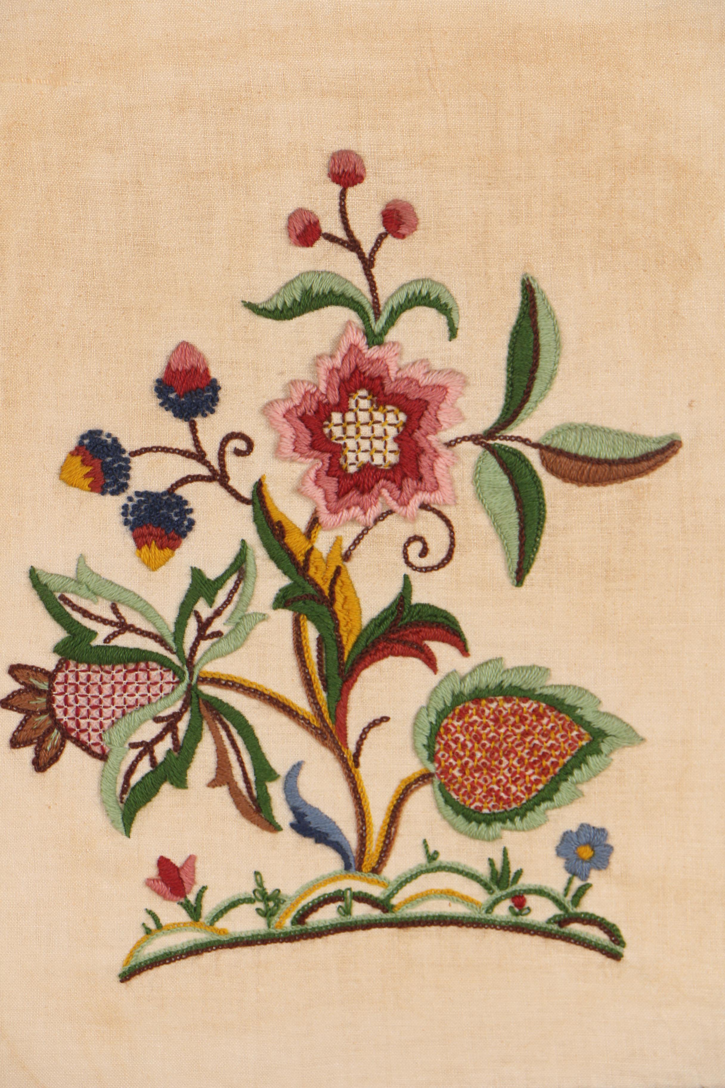 Crewel Work Floral Wall Hanging