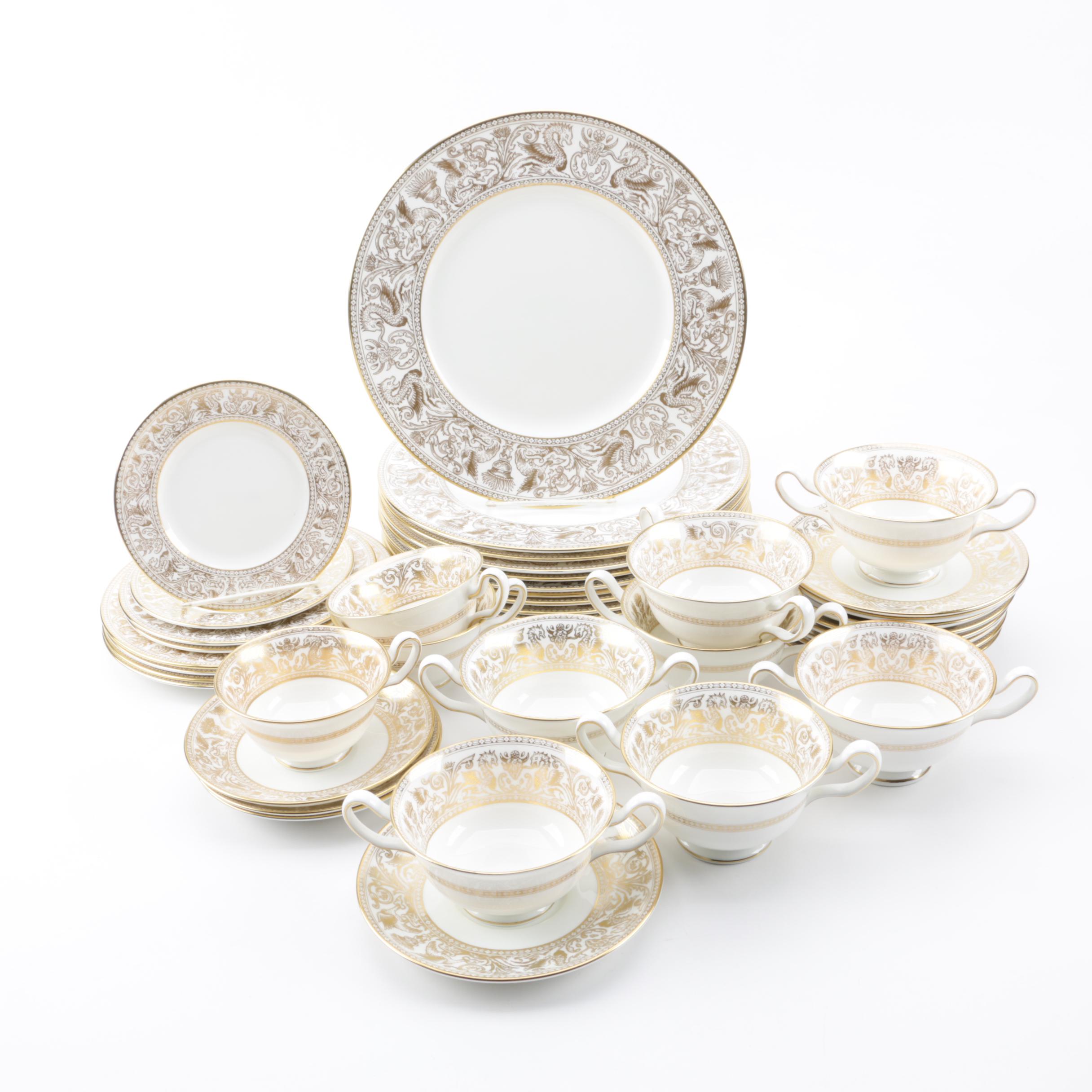 Vintage Wedgwood "Gold Florentine" Bone China Dinnerware c. 1961-86